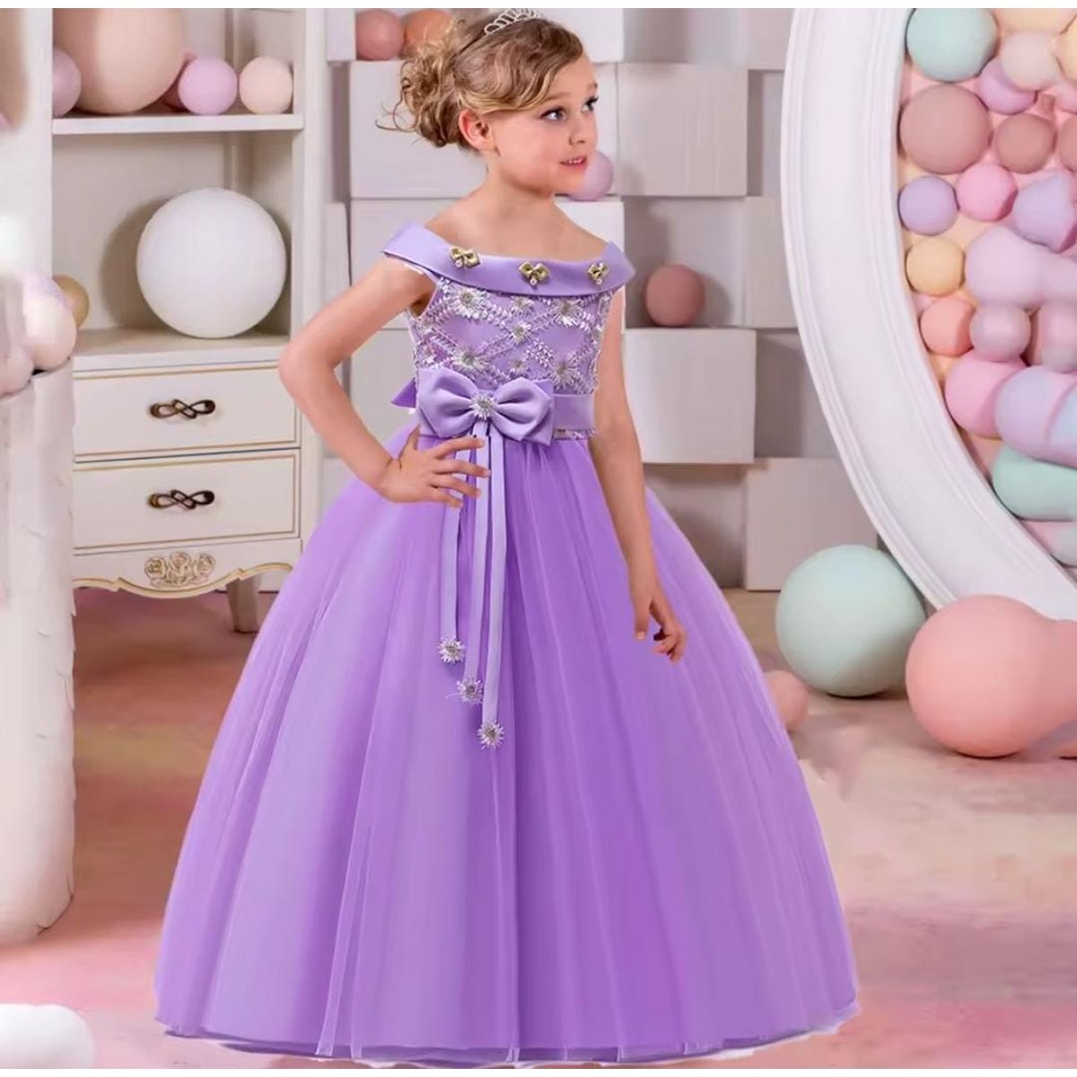 GENERICO - Vestido Niña Princesa Lila Talla 10