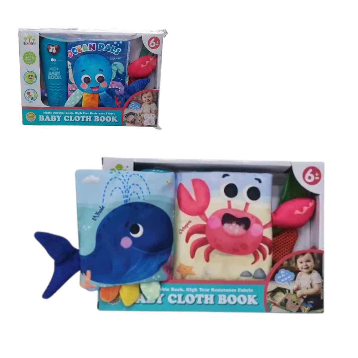 GENERICO - LIBRO DE APRENDIZAJE SENSORIAL Y MUSICAL PARA BEBÉS DISEÑO OCEANO