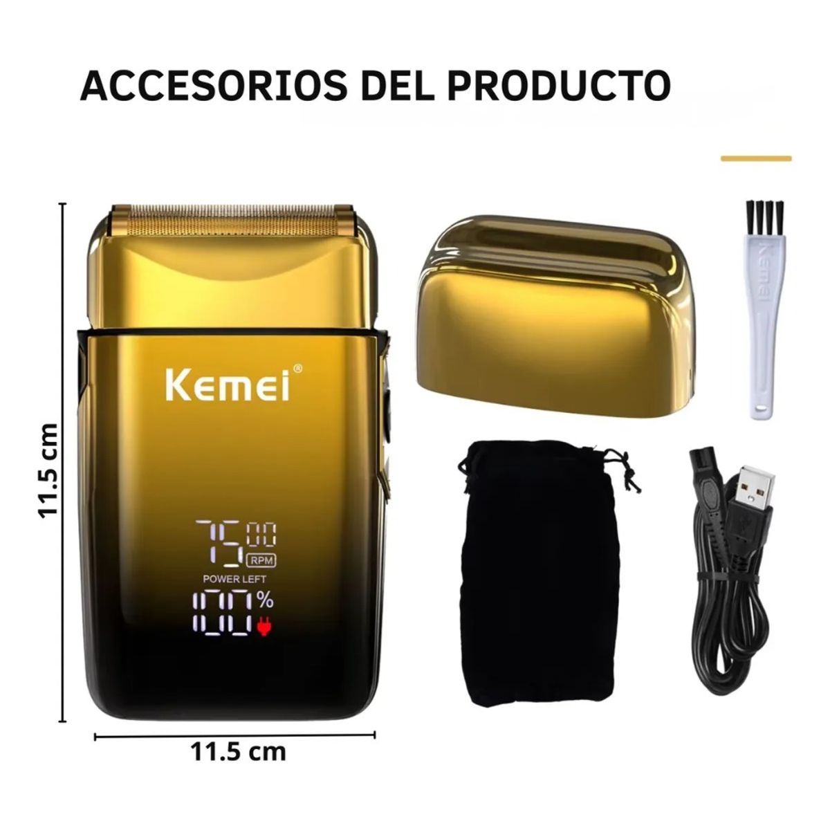 OEM - Afeitadora Eléctrica Kemei Km-tx10 Dorada Recargable