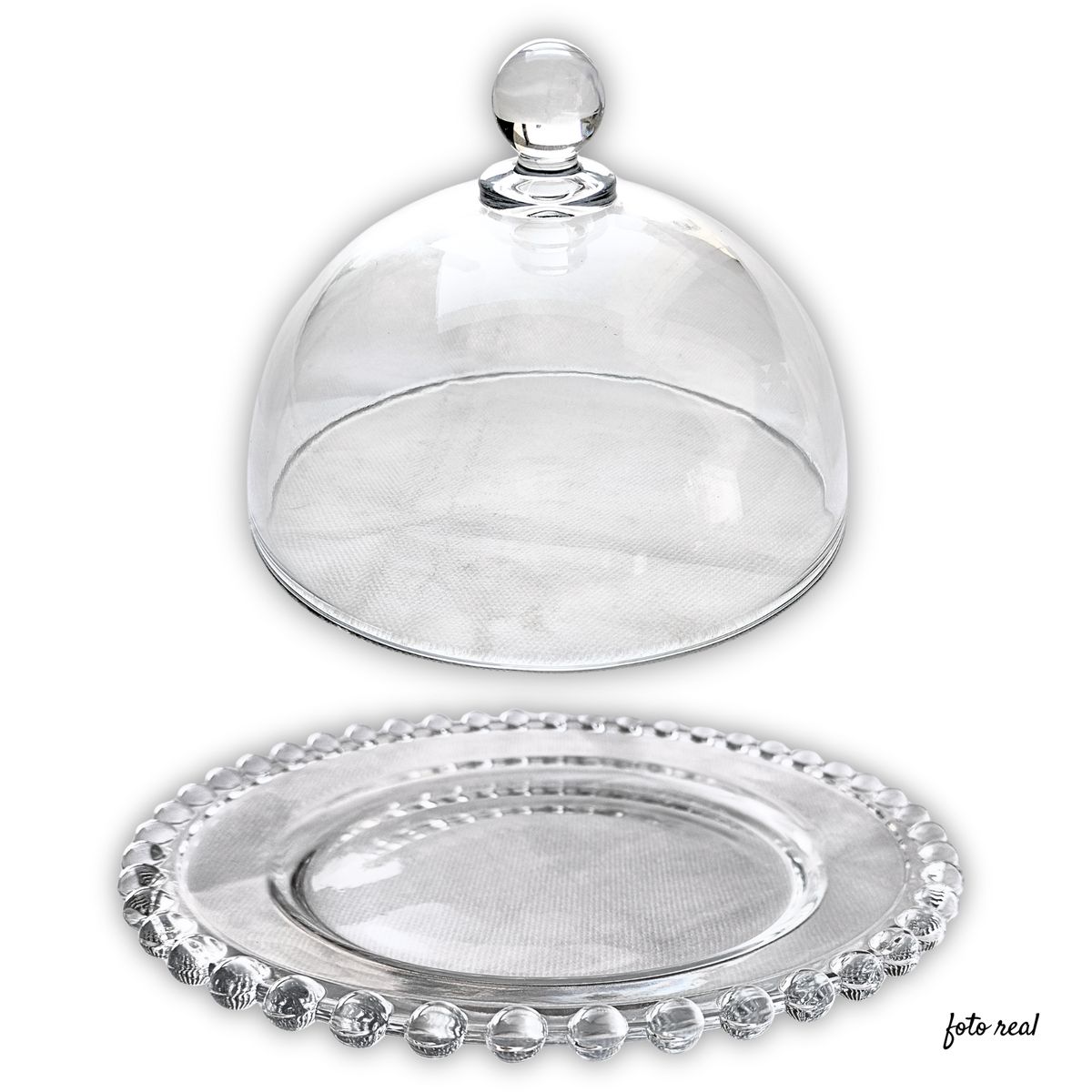 GENERICO - Quesera Vidrio Grueso con Tapa - Plato para Queso Porta Queso Elegante