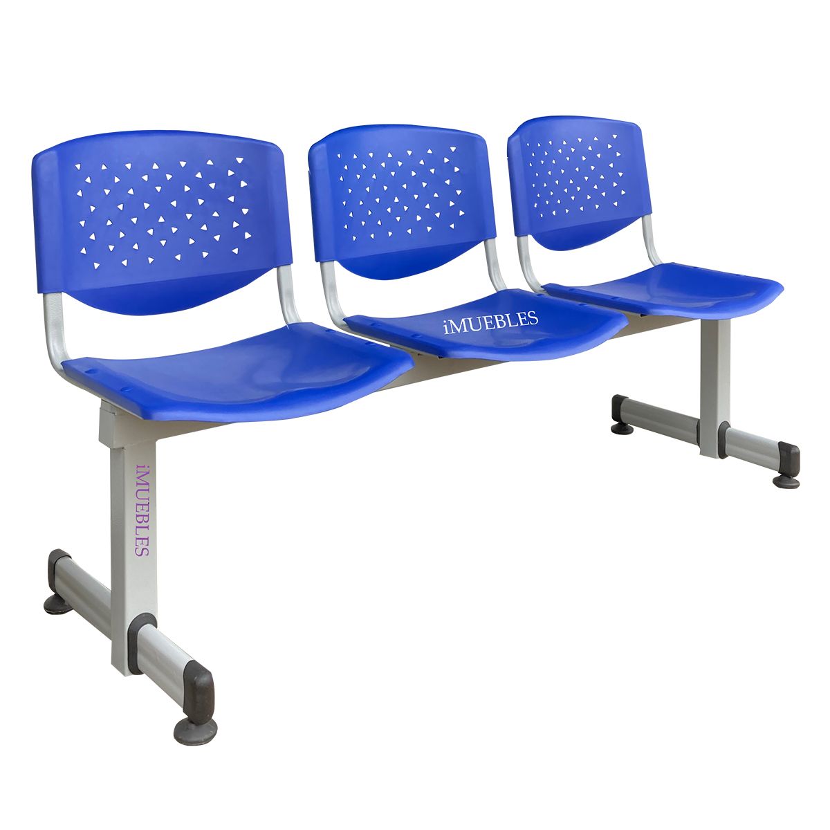 TEMEL - Banca de Espera Tándem de 3 Asientos Color Azul – Modelo T3 – TEMEL