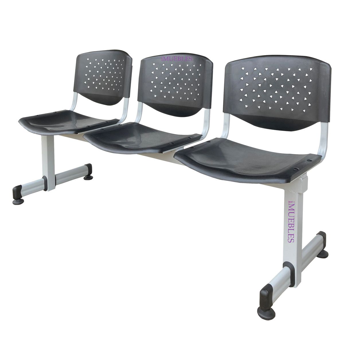 TEMEL - Banca de Espera Tándem de 3 Asientos Color Negro – Modelo T3 – TEMEL