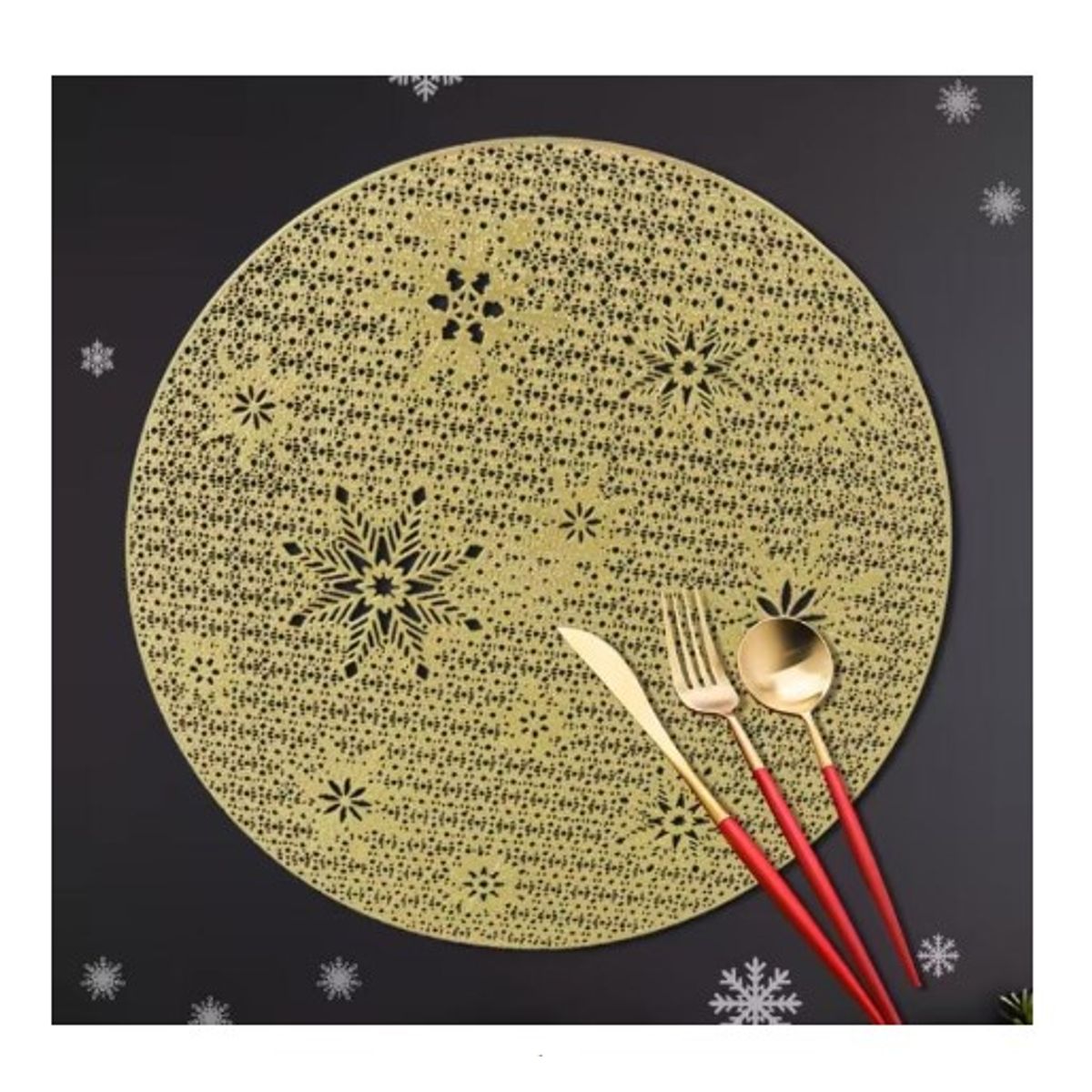 GENERICO - Individuales de Mesa Comedor 6 piezas DORADO  A1