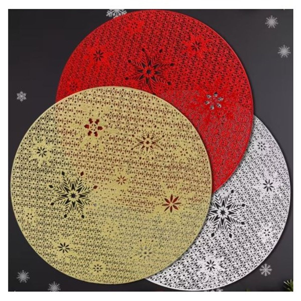 GENERICO - Individuales de Mesa Comedor 6 piezas DORADO  A1