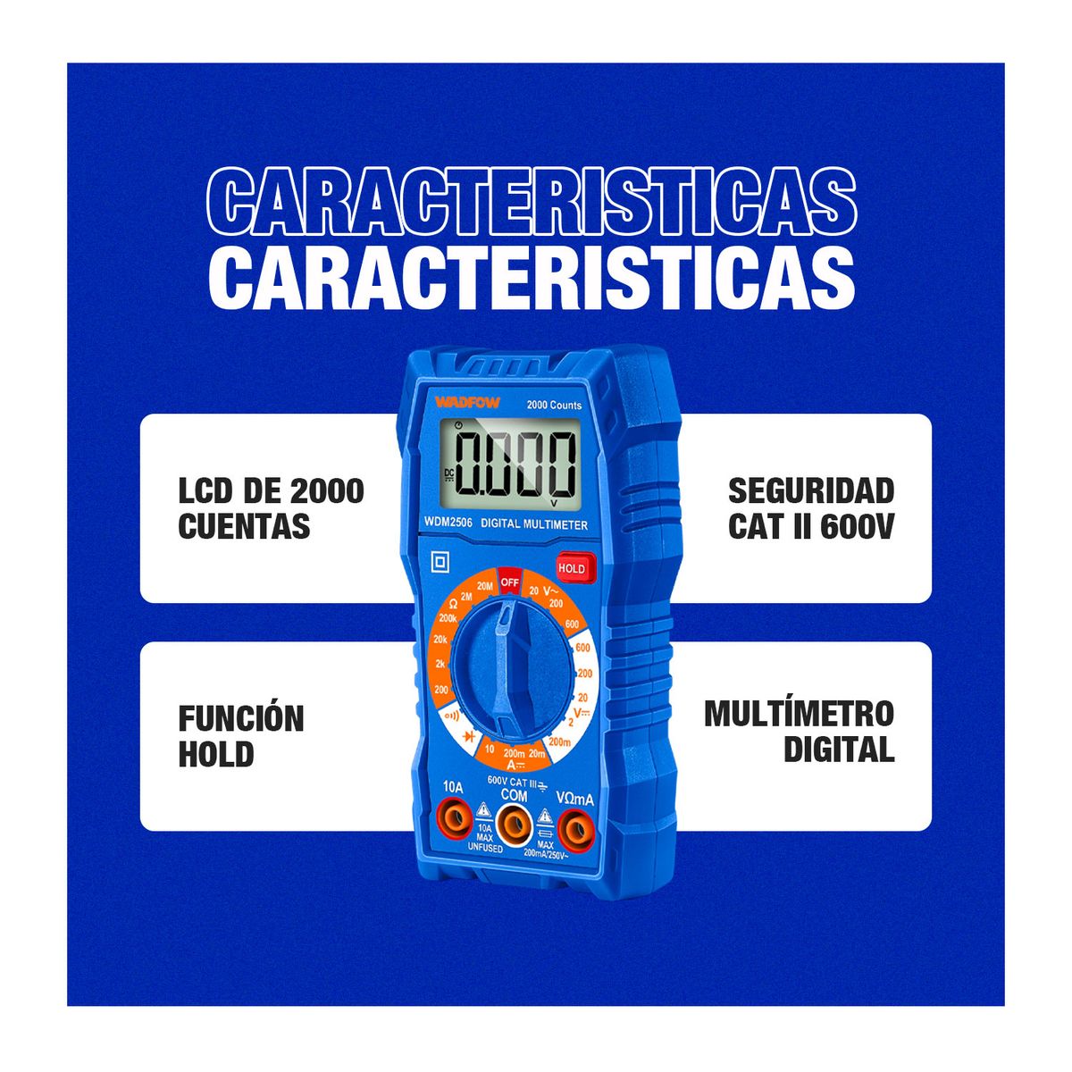 GENERICO - Multímetro Multitester Digital 600v Profesional Wadfow