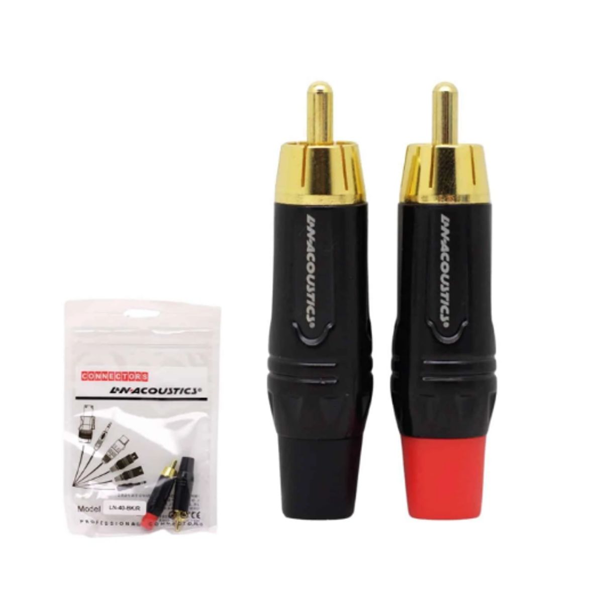 Conector Plug RCA Negro y Rojo Pin Dorado LN-40-BKR  L&N ACOUSTICS, marca GENERICO - Foto Principal