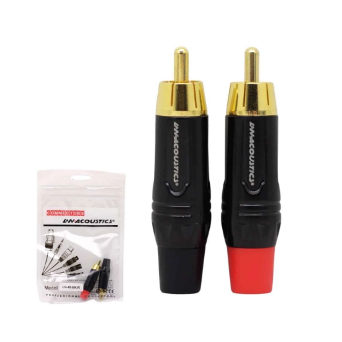 Conector Plug RCA Negro y Rojo Pin Dorado LN-40-BKR  L&N ACOUSTICS, marca GENERICO - Foto Principal