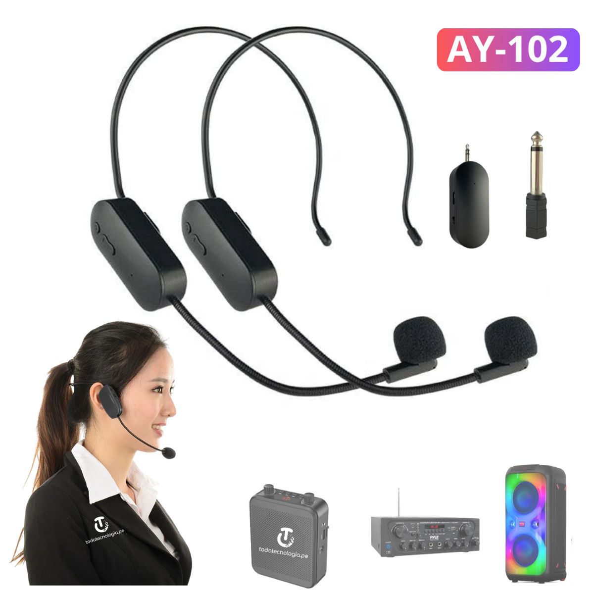 SEISA - Audifono con Micrófono Inalámbrico Diadema Recargable Streaming Clases Presentaciones Call Center