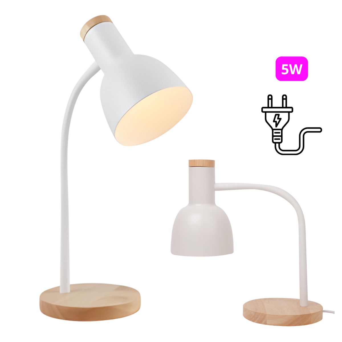 SEISA - Lampara de Escritorio Mesa LED Ajustable Flexible con Foco para Estudio Oficina y  Dormitorio