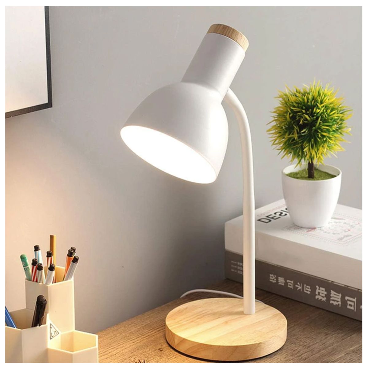 SEISA - Lampara de Escritorio Mesa LED Ajustable Flexible con Foco para Estudio Oficina y  Dormitorio