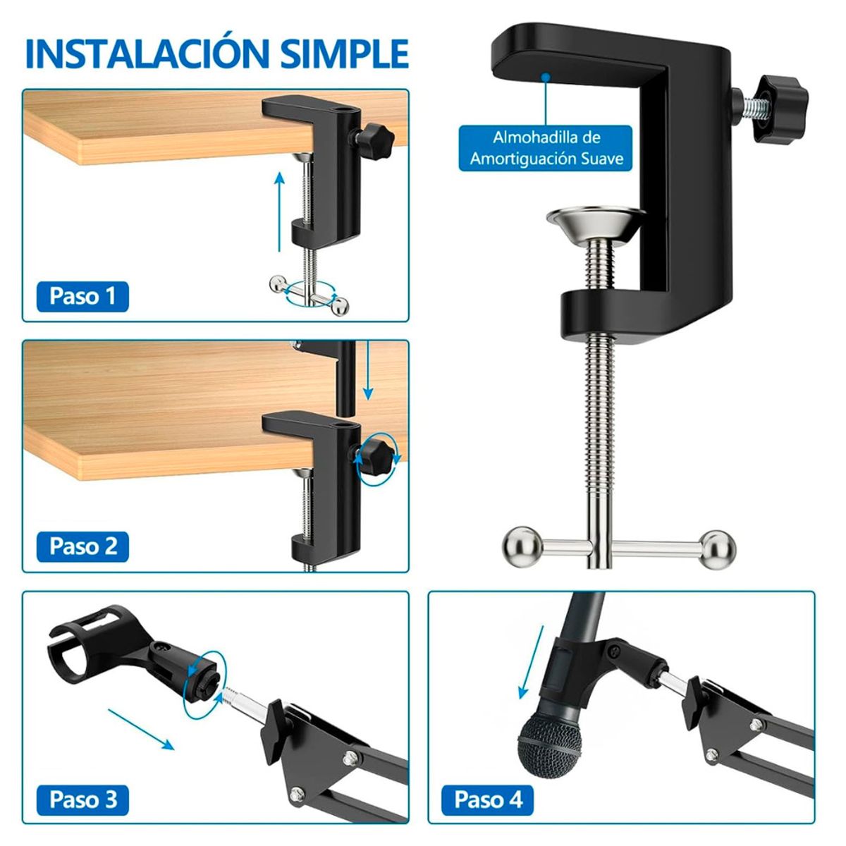 GENERICO - Soporte Brazo Para Micrófono Ajustable Giratorio Plegable