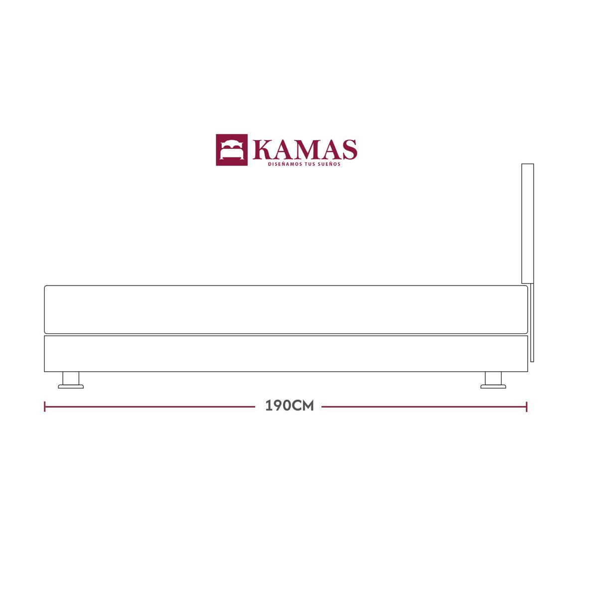 KAMAS - CAMA BOX TARIMA 2 PLAZAS CON 2 CAJONES + CABECERA PEDESTAL CAPITONEADO - NEGRO
