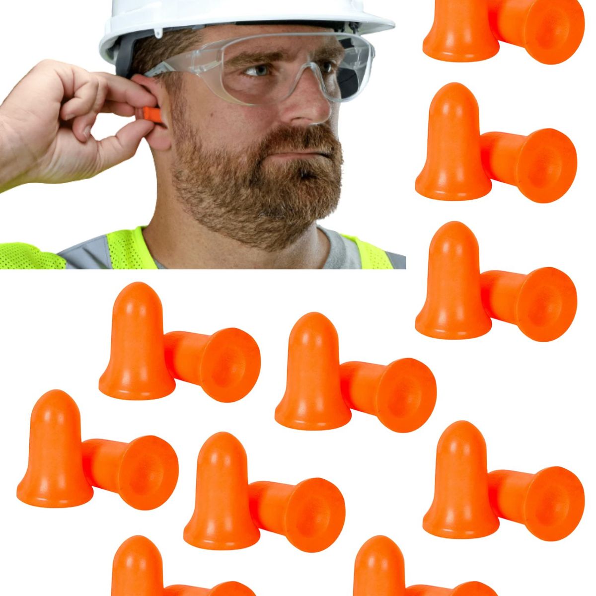 GENERICO - Tapón De Oído De Espuma Reducción De Ruido forma de campana 10 Pares Naranja