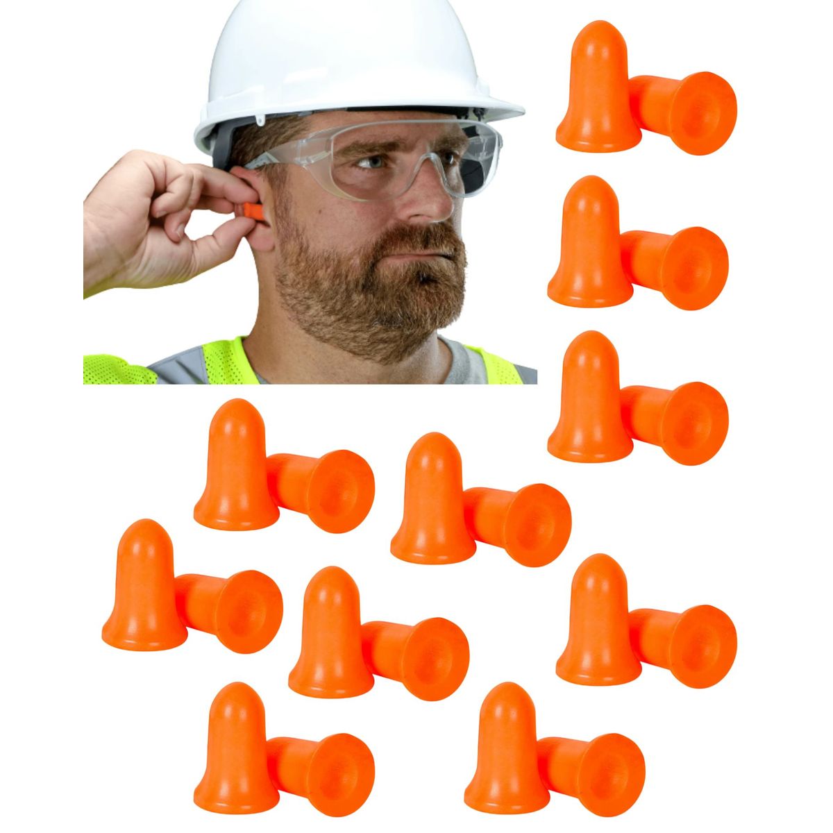 GENERICO - Tapón De Oído De Espuma Reducción De Ruido forma de campana 10 Pares Naranja