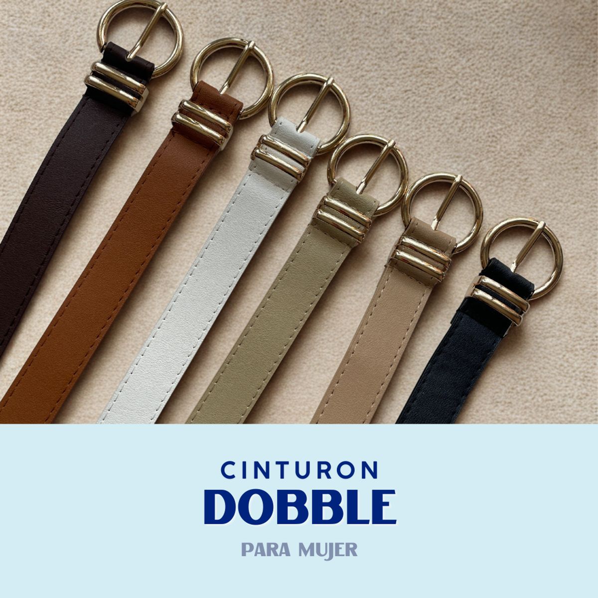 KAST PE - Cinturón Correa Dobble NEGRO para Mujer