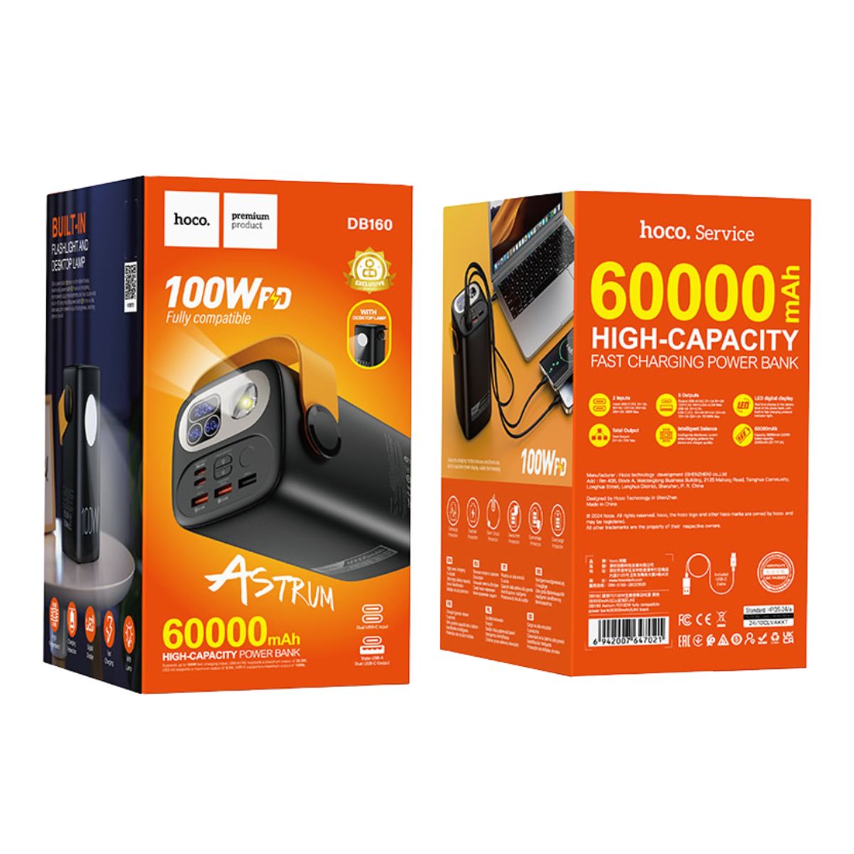 HOCO - Power Bank Hoco Cargador Carga Rapida 60000mAh Astrum 100w Para Laptop Smartphone Tablet