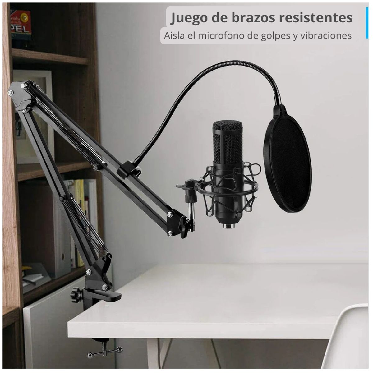 SEISA - Kit Micrófono Condensador Profesional Con Soporte Y Antipop para Streaming PC