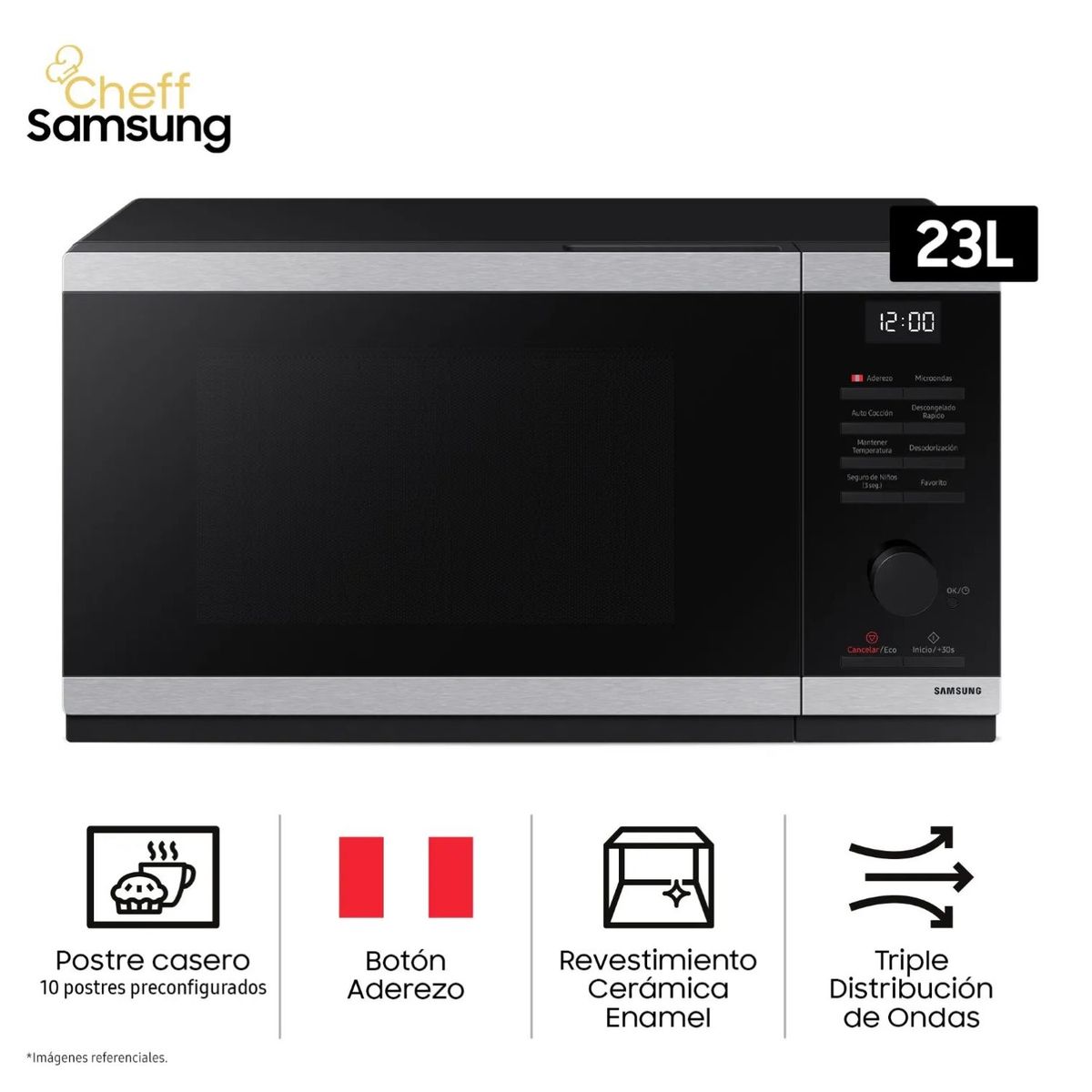 SAMSUNG - Horno Microondas Cheff Samsung 23L MS23DG4504ATPE