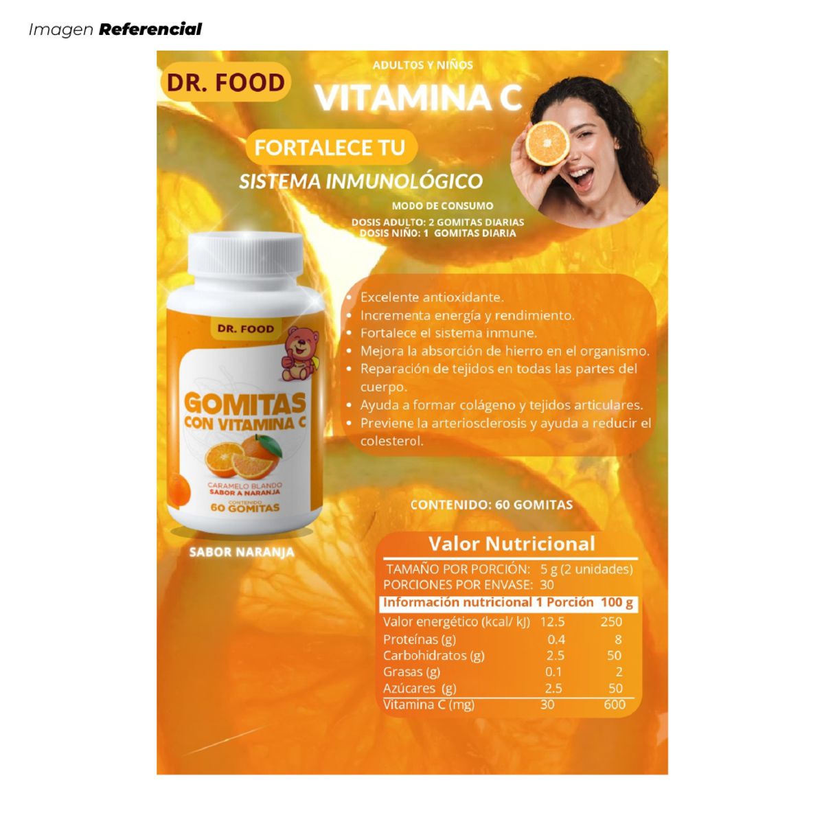 GENERICO - Gomitas con Vitamina C Sabor Naranja DR Food