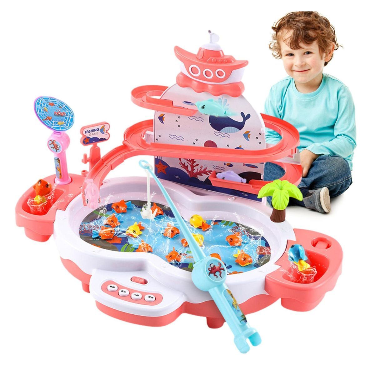 GENERICO - Juguete De Pesca Con Pista Electrica Y Piscina Magnetica