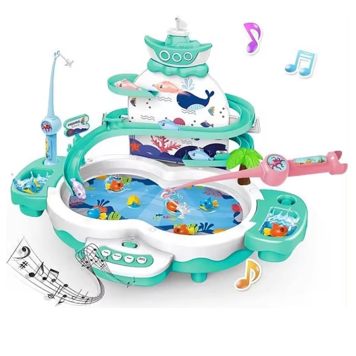 GENERICO - Juguete De Pesca Con Pista Electrica Y Piscina Magnetica