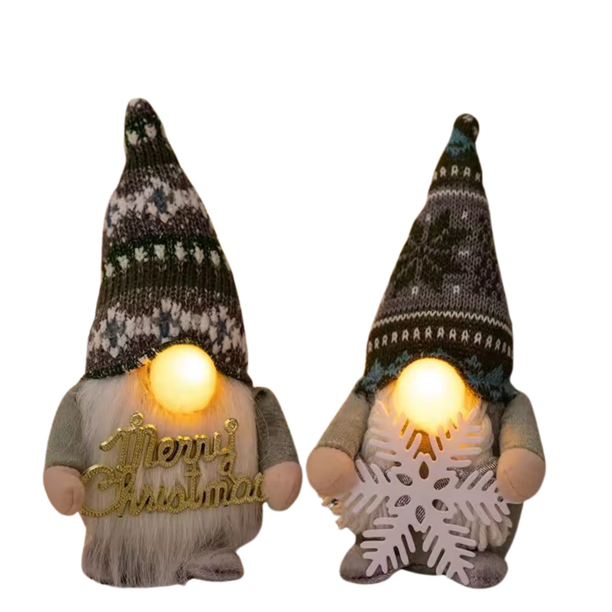 NAVIEN - Par de Gnomos Navideños Luminosos Narizones