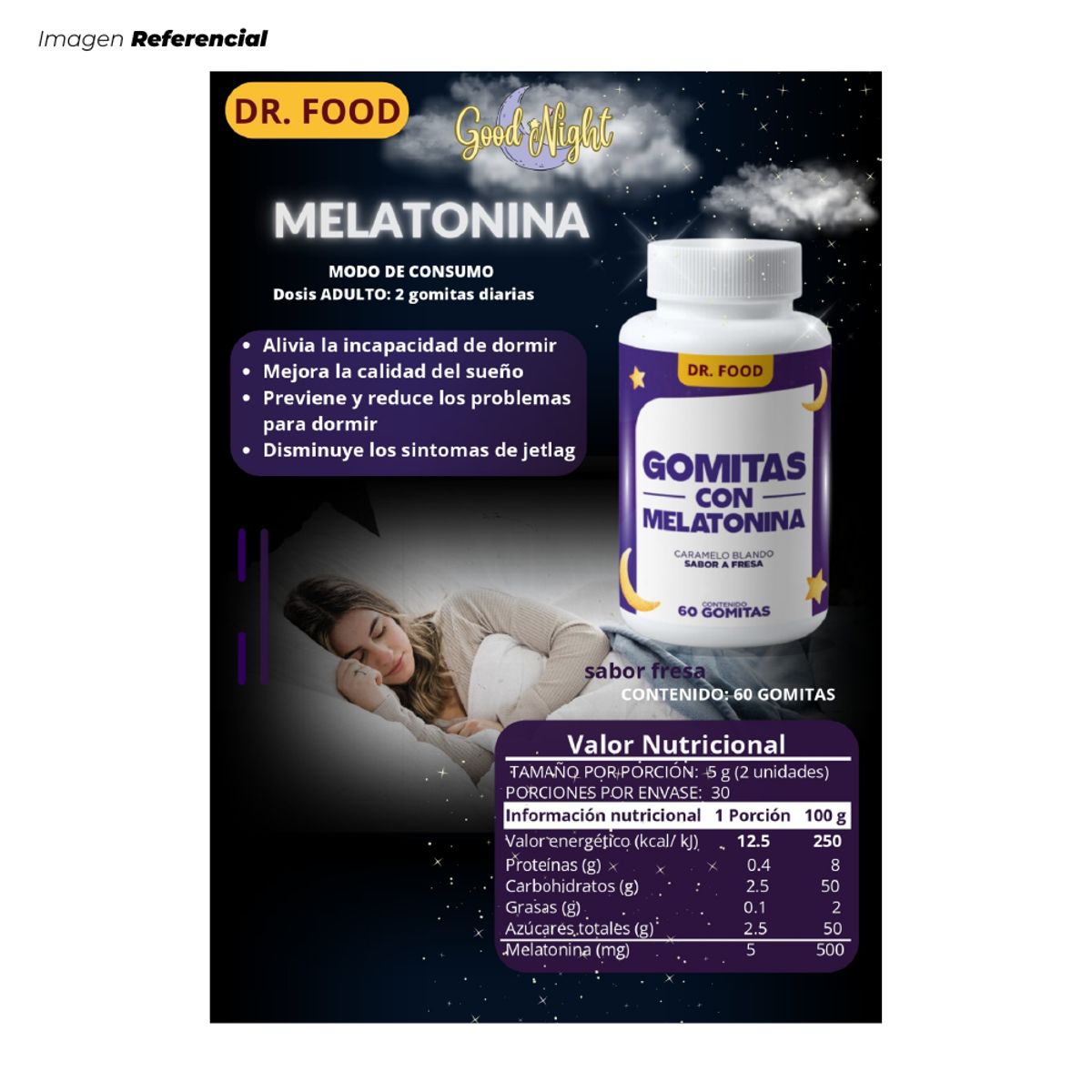 GENERICO - Gomitas con Melatonina Sabor Fresa DR Food