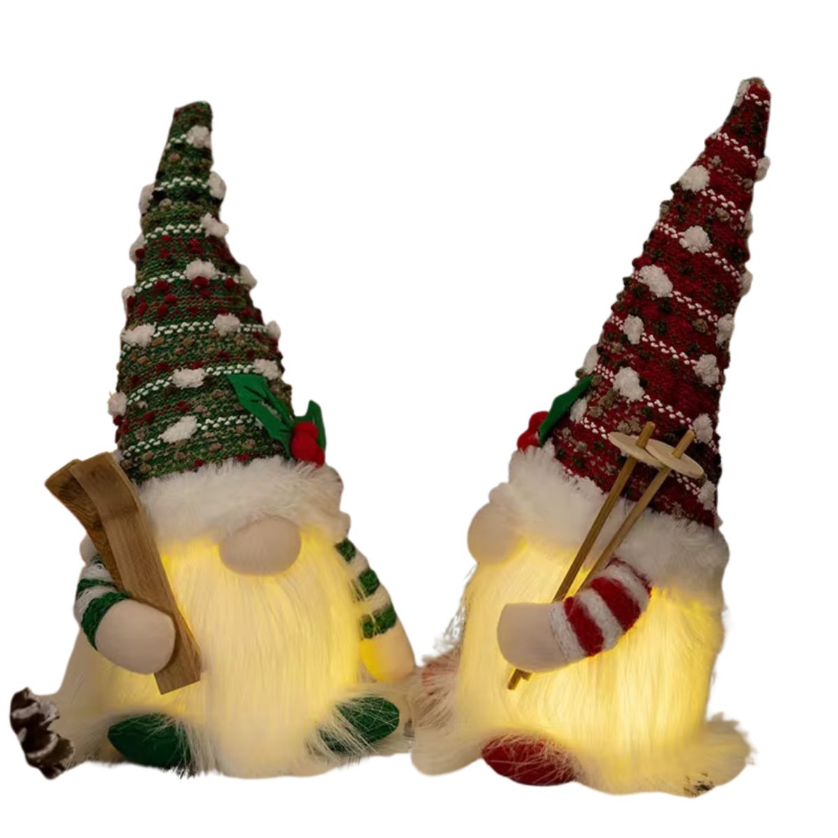 NAVIEN - Par de Gnomos Navideños Luminosos Clásicos