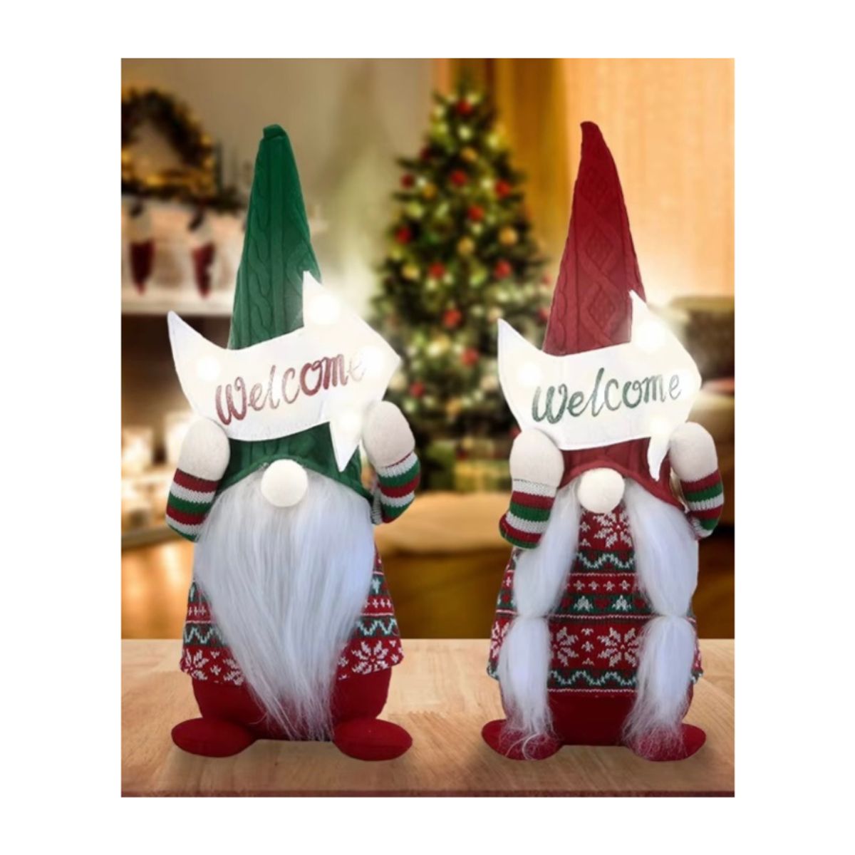 NAVIEN - Par de Gnomos Navideños Luminosos Welcome