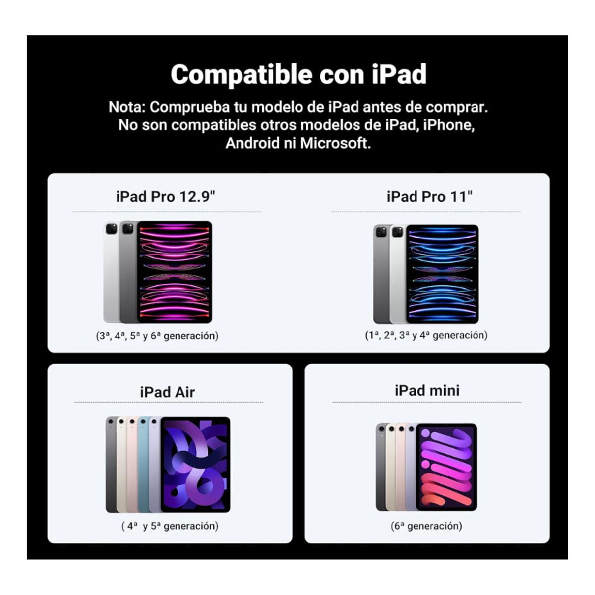 UGREEN - Lapiz Optico Ugreen con Carga inalámbrica para iPad Pro iPad Air iPad Mini