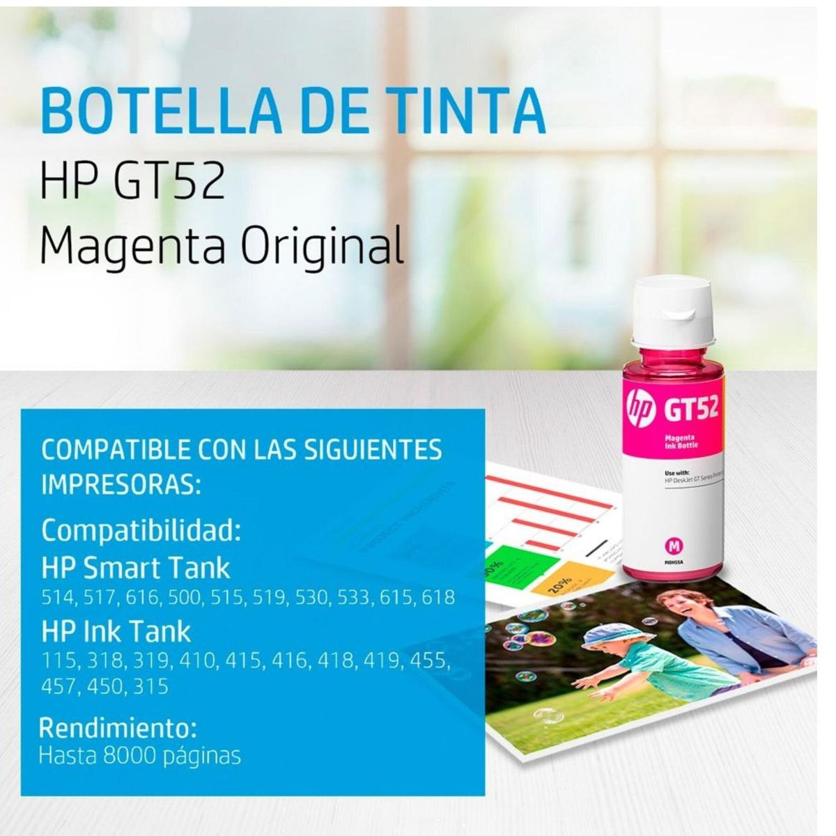 HP - BOTELLA DE TINTA HP GT52 MAGENTA (M0H55AL) 70 ML