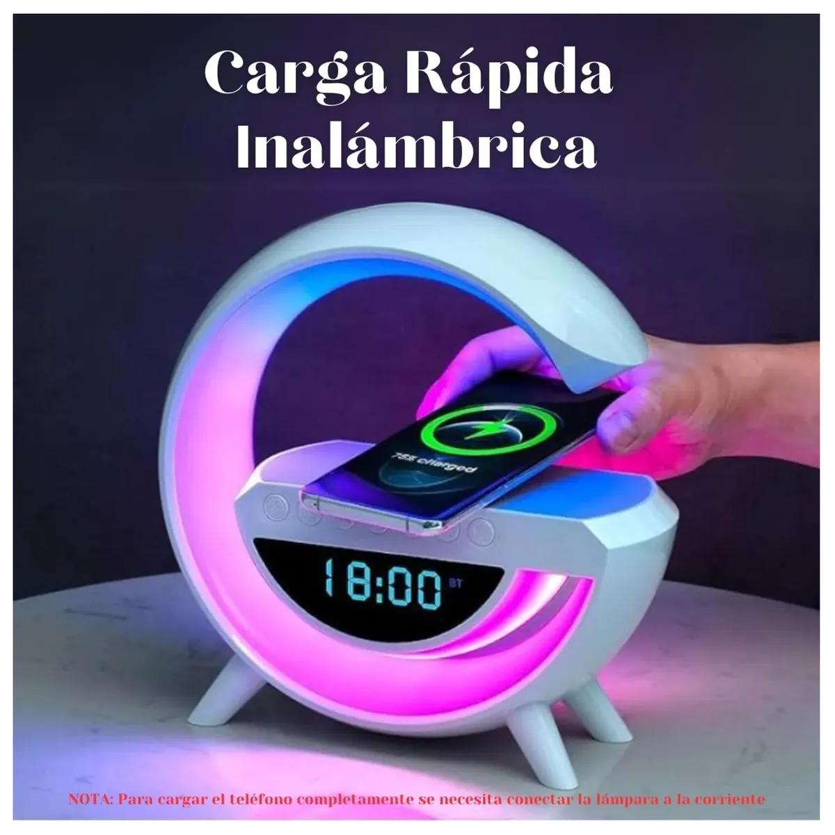 OEM - Parlante G Reloj Despertador Carga Inalámbrica