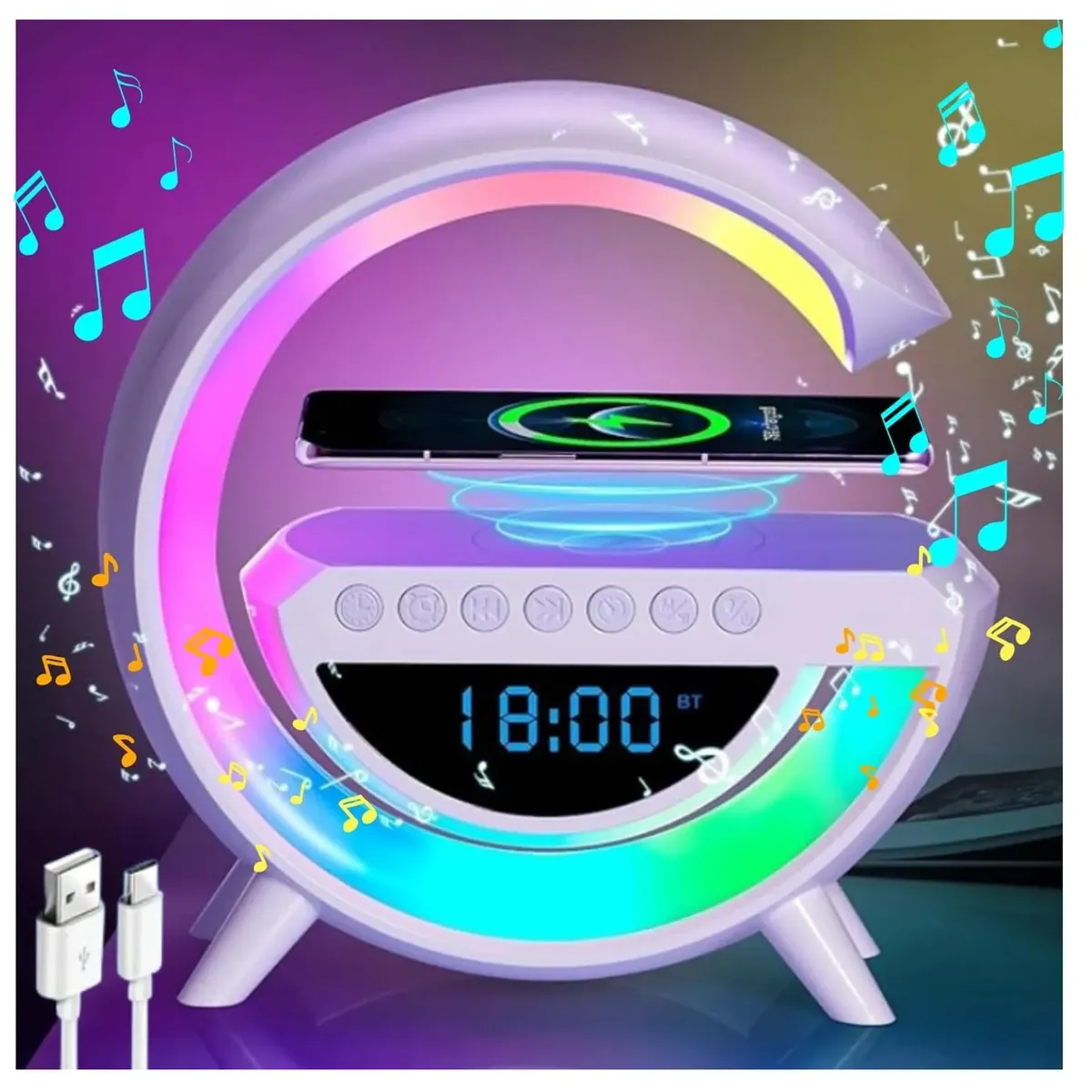 OEM - Parlante G Reloj Despertador Carga Inalámbrica