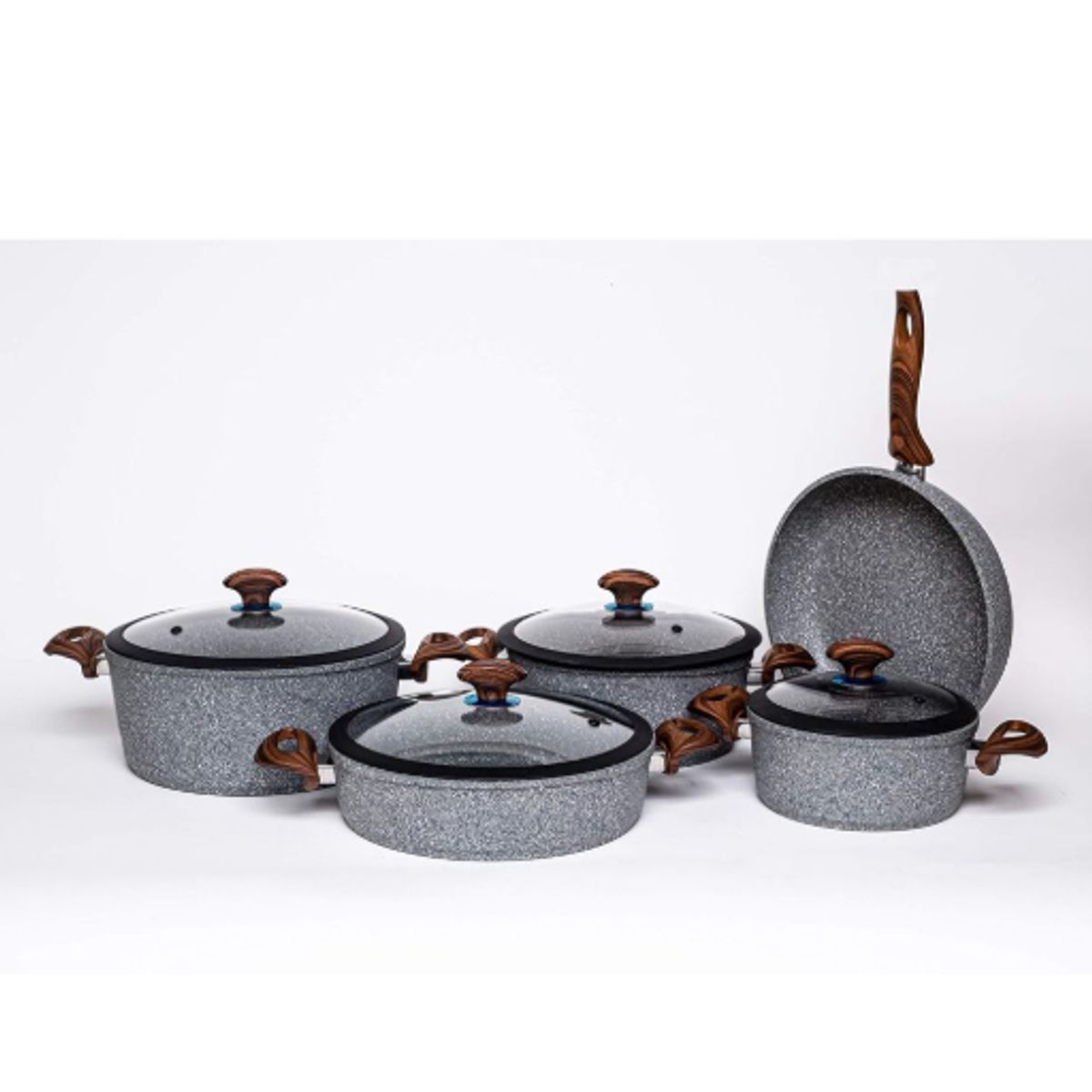 GENERICO - FALEZ ULTIMA GRANISTONE 4 MM Set de 9 piezas (Ollas 20–24–28 cm, Olla baja 28 cm, sartén 28 cm)