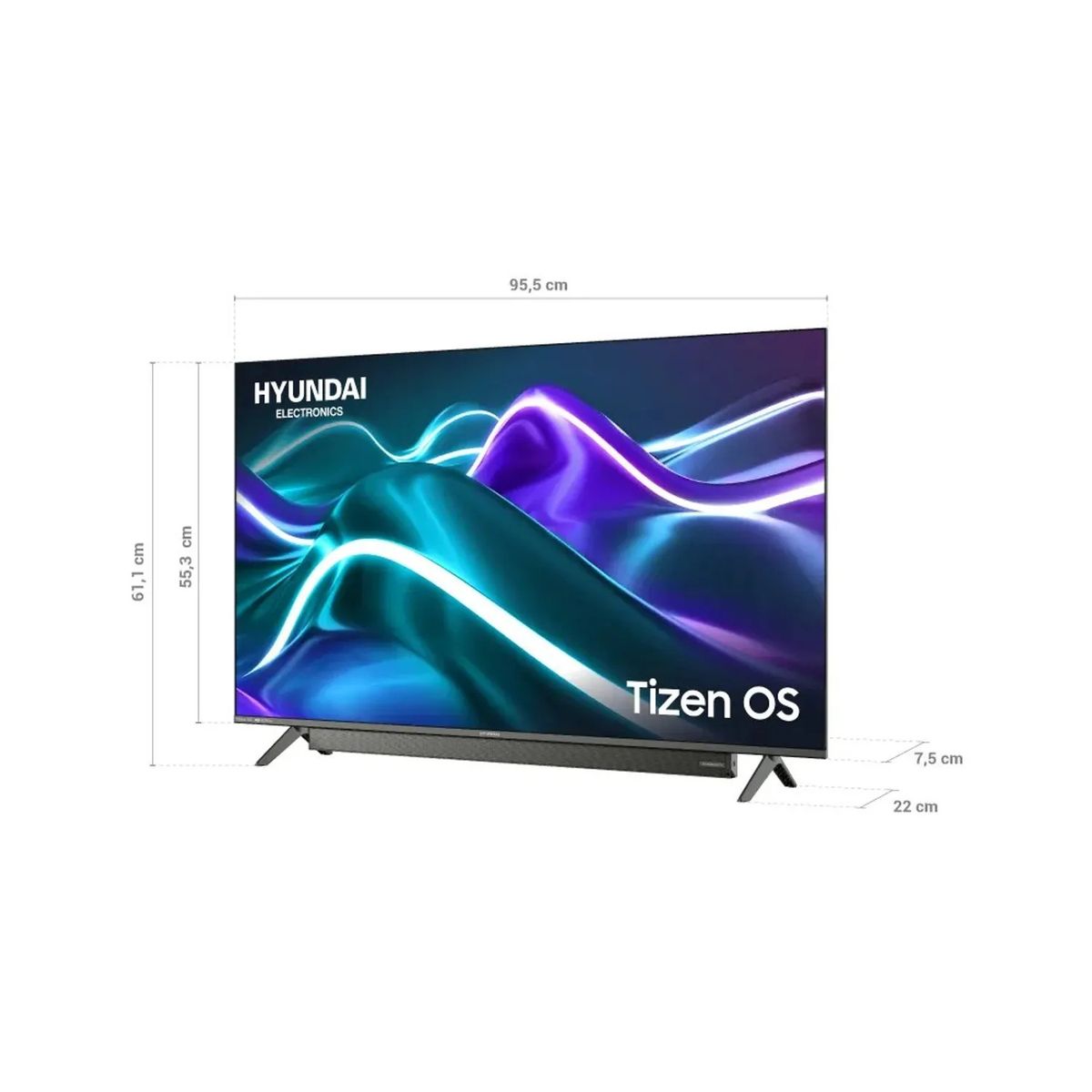 HYUNDAI - Televisor Hyundai 43 HYLED4329T LED Tizen OS Gris + Soundbar incorporado