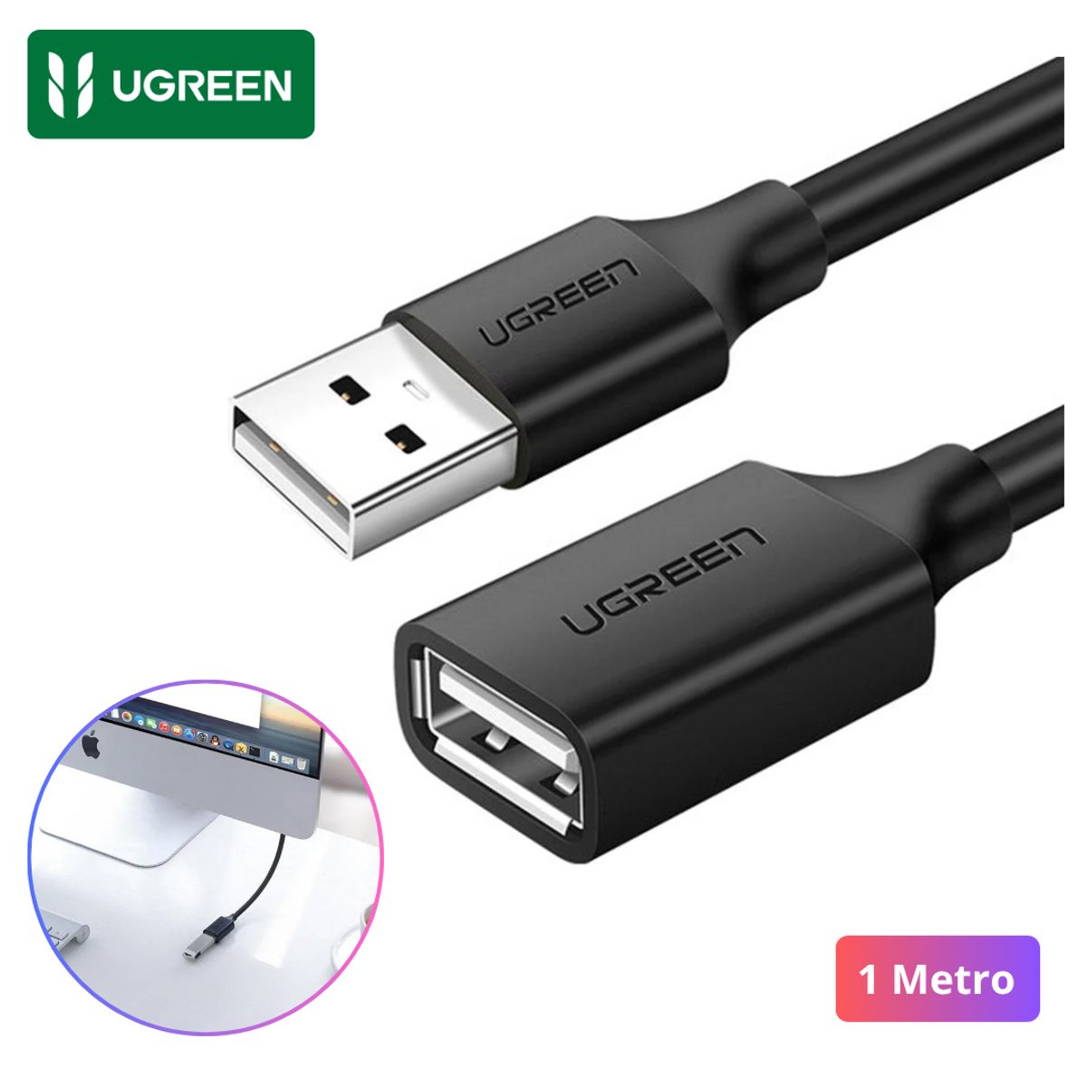 UGREEN - Cable Adaptador Extensor Ugreen USB Tipo A Macho a Hembra 1 Metro