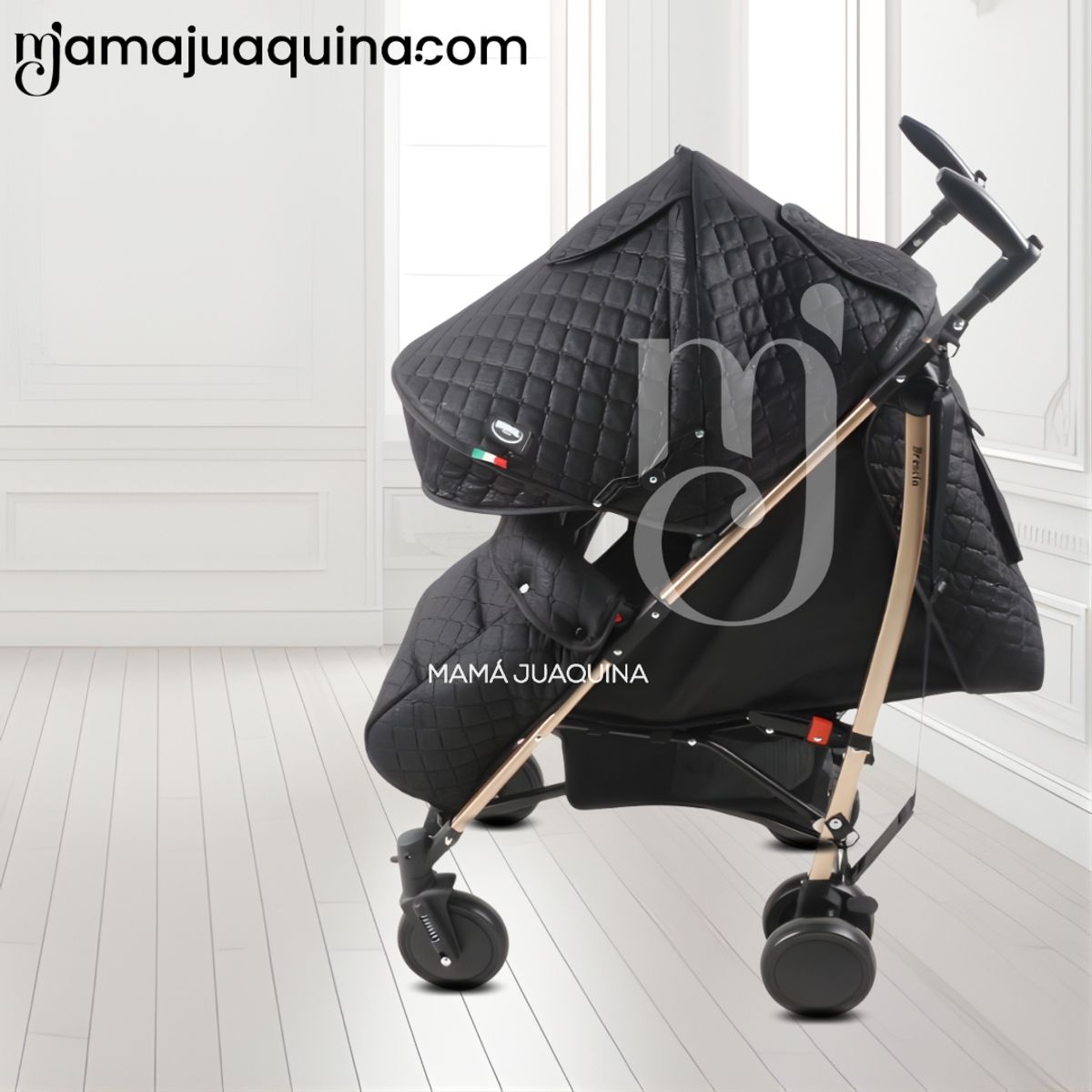 BABY - Coche Bastón de Lujo «SINNIA II» con Manillar Giratorio Black