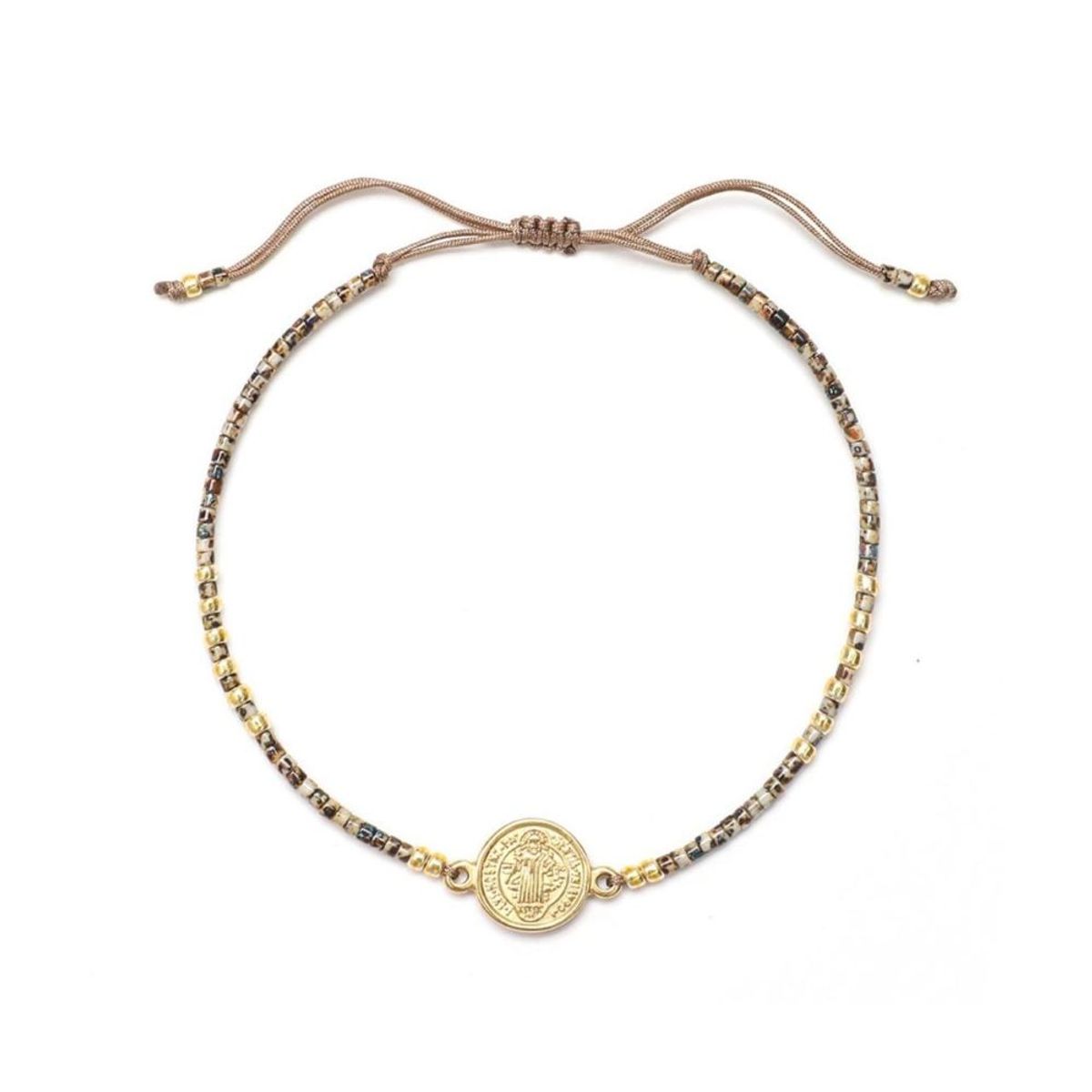 SANTORAL - Pulsera San Benito Cuentas - Dorada