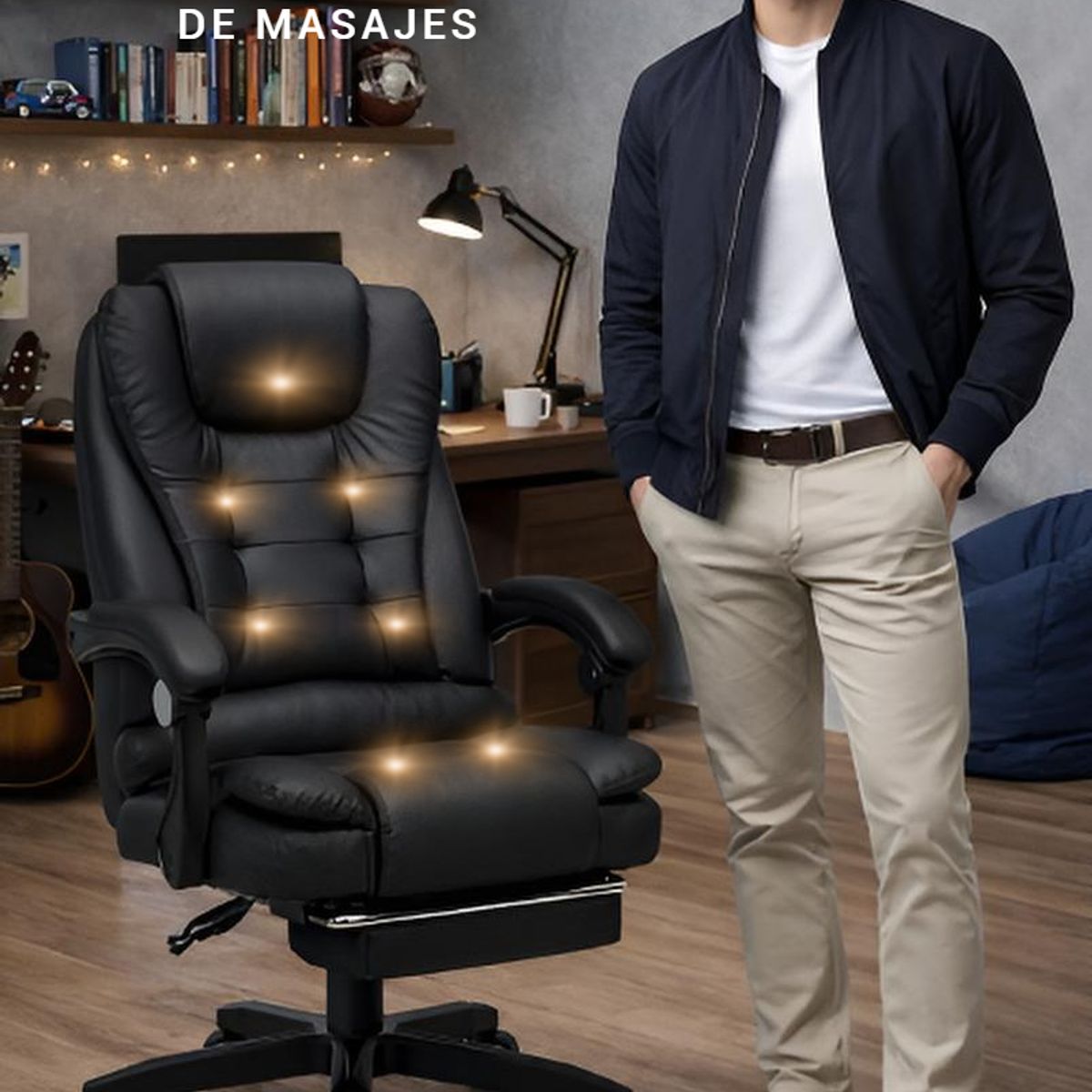 SILLÓN VIBROMASAJE ESCRITORIO SILLA GERENCIAL GIRATORIO TERÁPIA OFICINA RECLINABLE CON CONTROL, marca GENERICO - Foto Principal