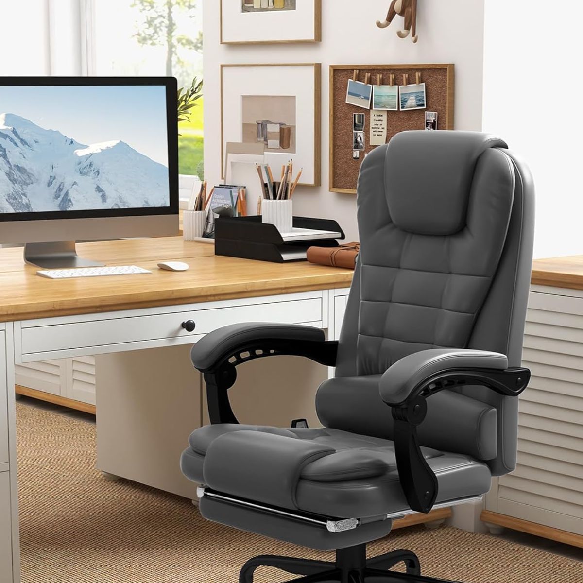 SILLÓN VIBROMASAJE ESCRITORIO SILLA GERENCIAL GIRATORIO TERÁPIA OFICINA RECLINABLE CON CONTROL, marca GENERICO - Foto 2