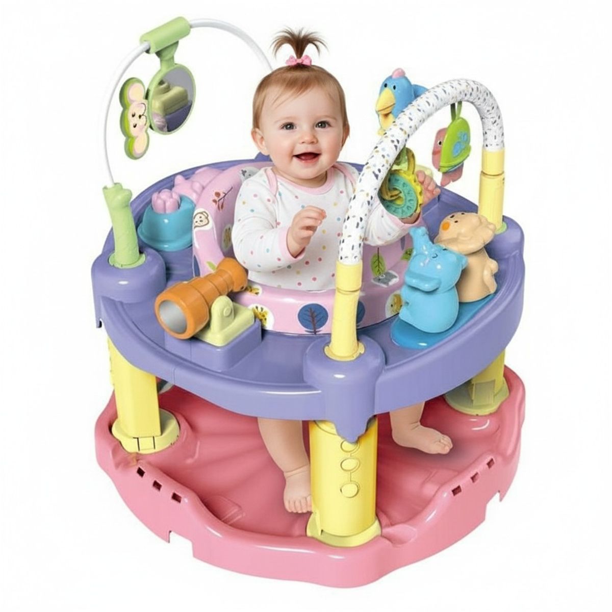 PEQUEÑAS TRAVESURAS - Baby Jumper Centro de Actividades Saltarin para Bebe 3 en 1 Rosado