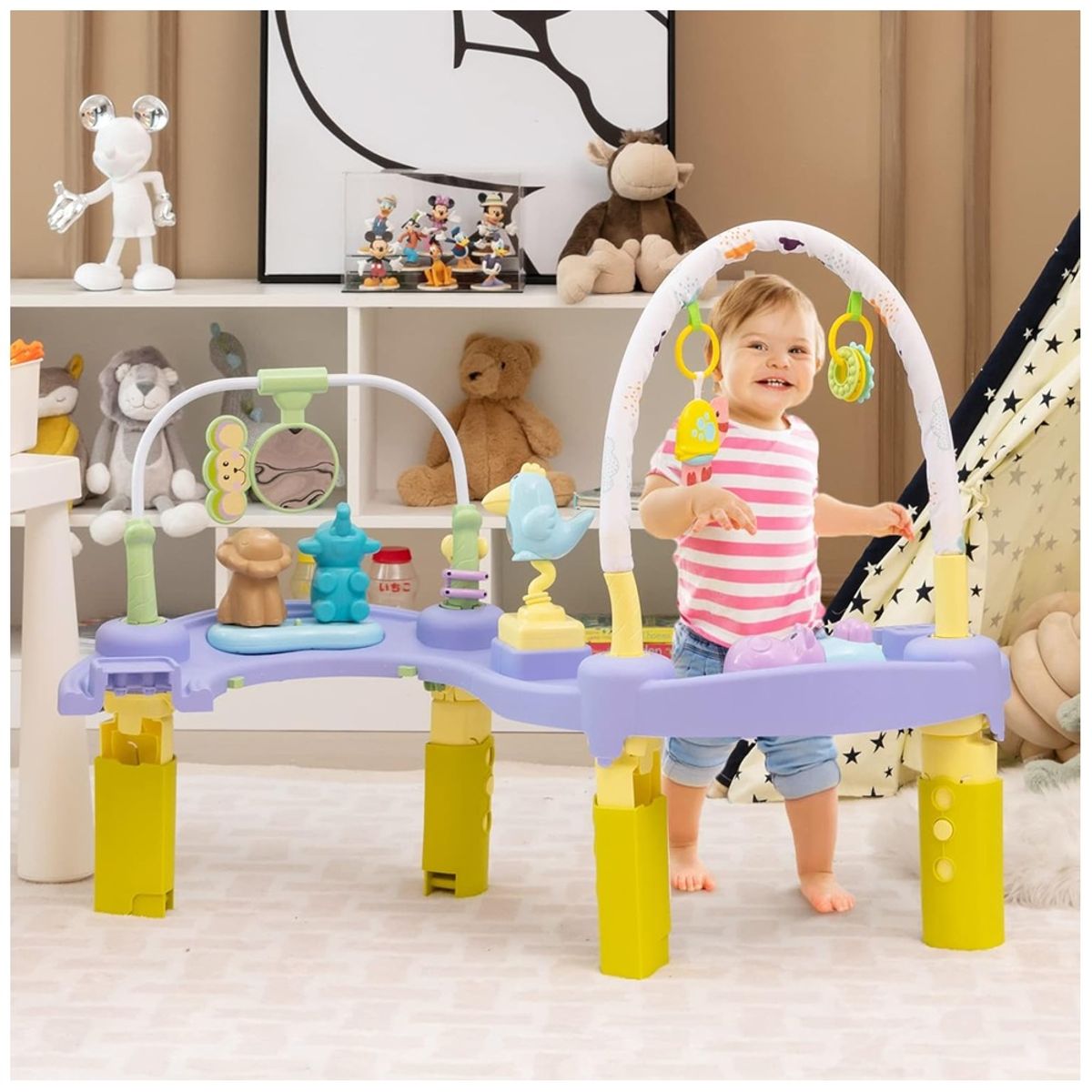 PEQUEÑAS TRAVESURAS - Baby Jumper Centro de Actividades Saltarin para Bebe 3 en 1 Rosado