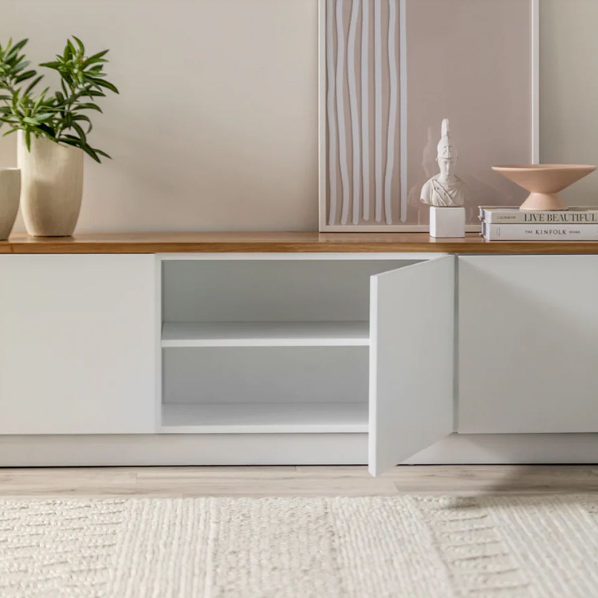 VENTITAS HOME - Mesa de Tv 55” Valessio Ventitas Home Duna y Blanco