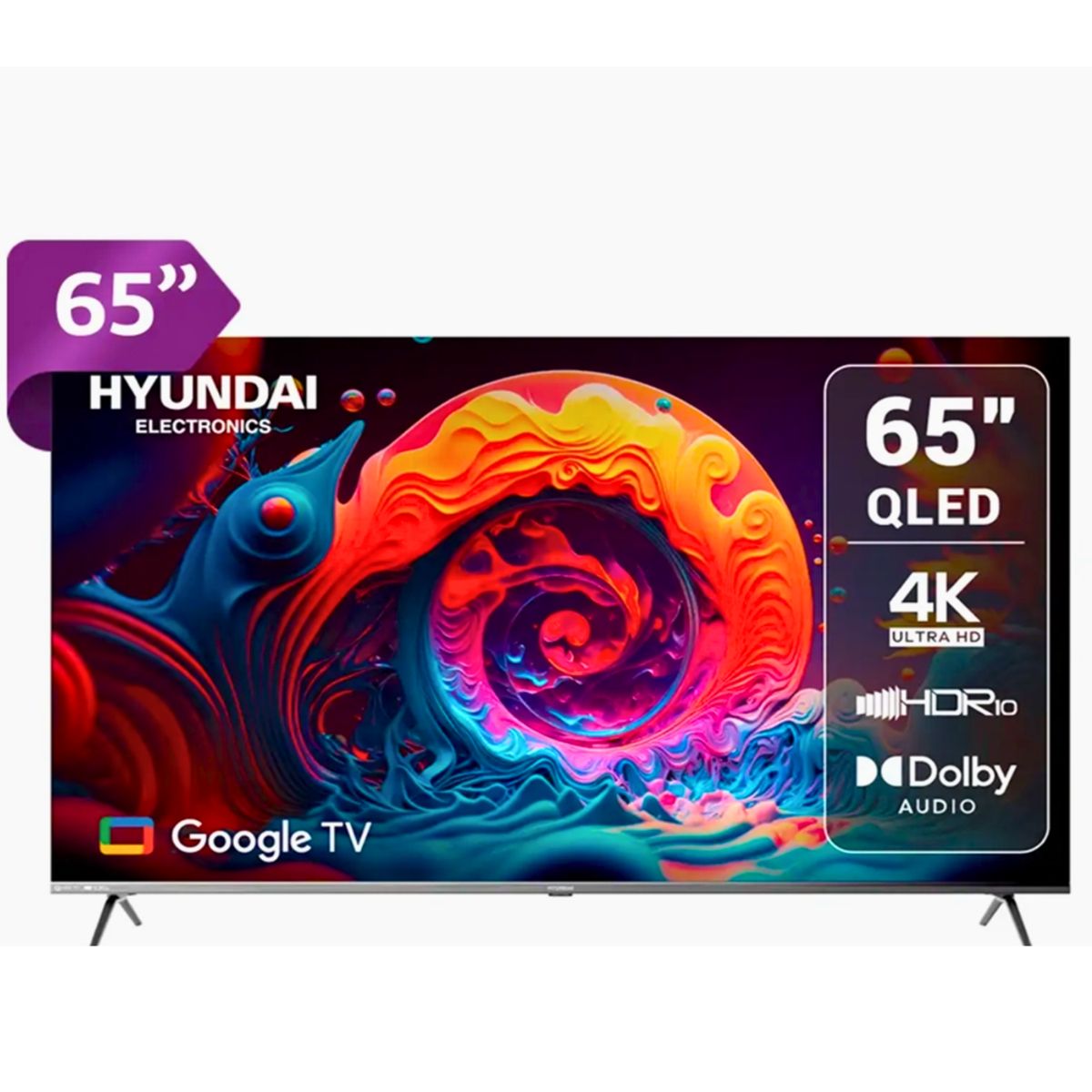 HYUNDAI - Televisor Hyundai 65 Google TV HYLED6513QG UHD 4K QLED Gris