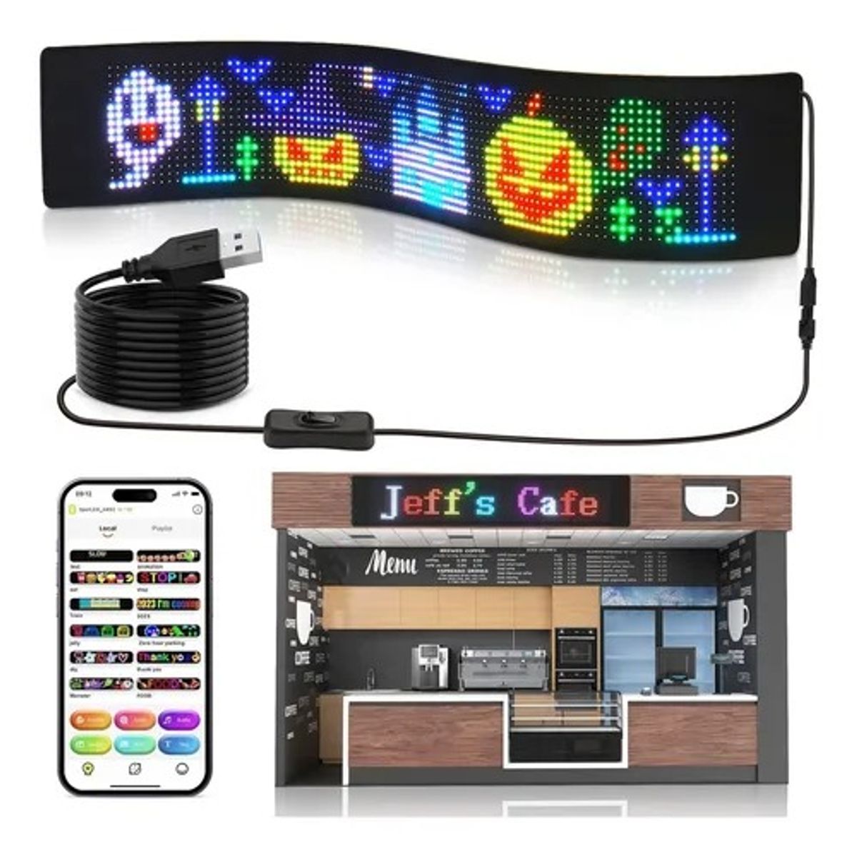 GENERICO - Letrero Panel Led Inteligente Flexible  Programable Con Control Uso Con app Multifuncional