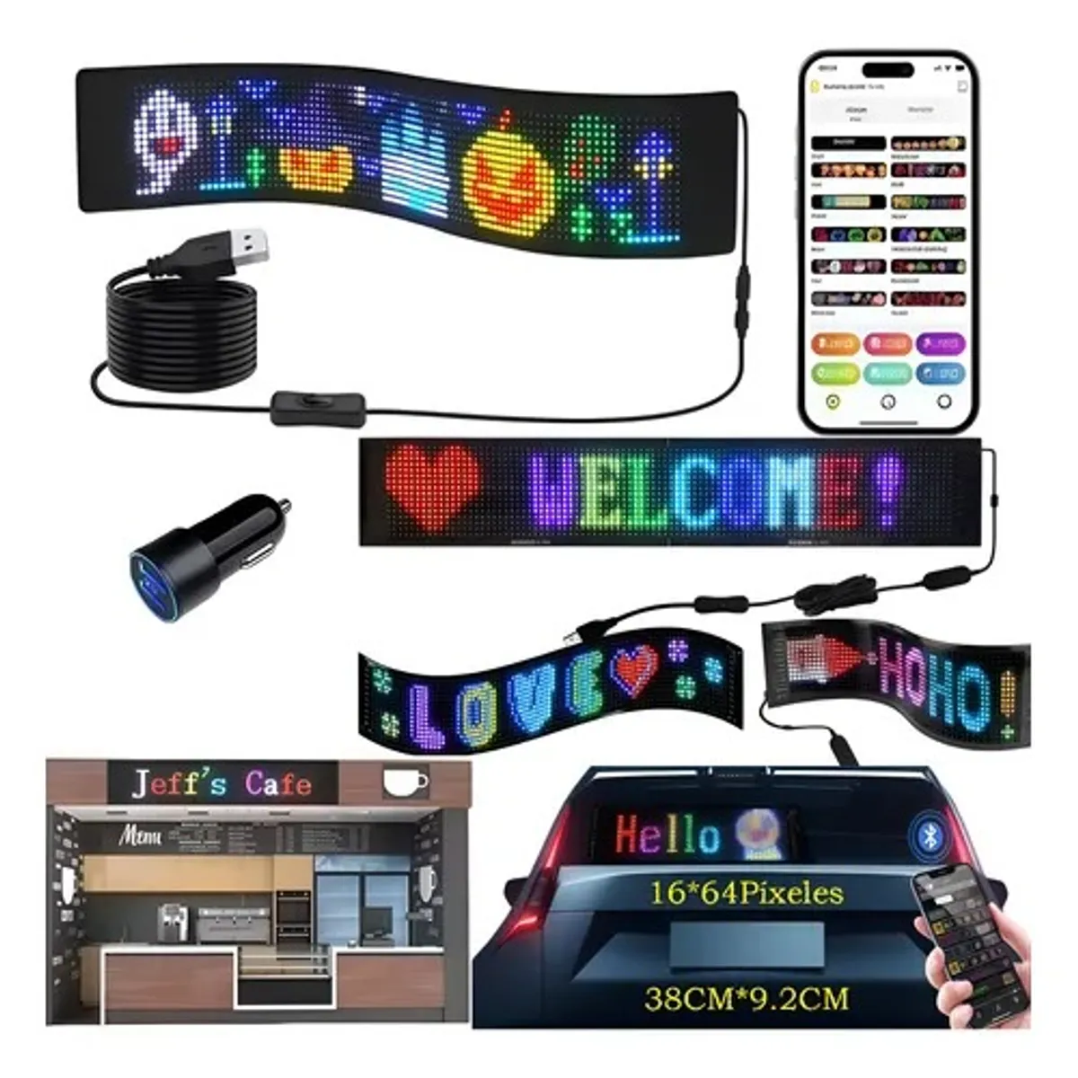 GENERICO - Letrero Panel Led Inteligente Flexible  Programable Con Control Uso Con app Multifuncional