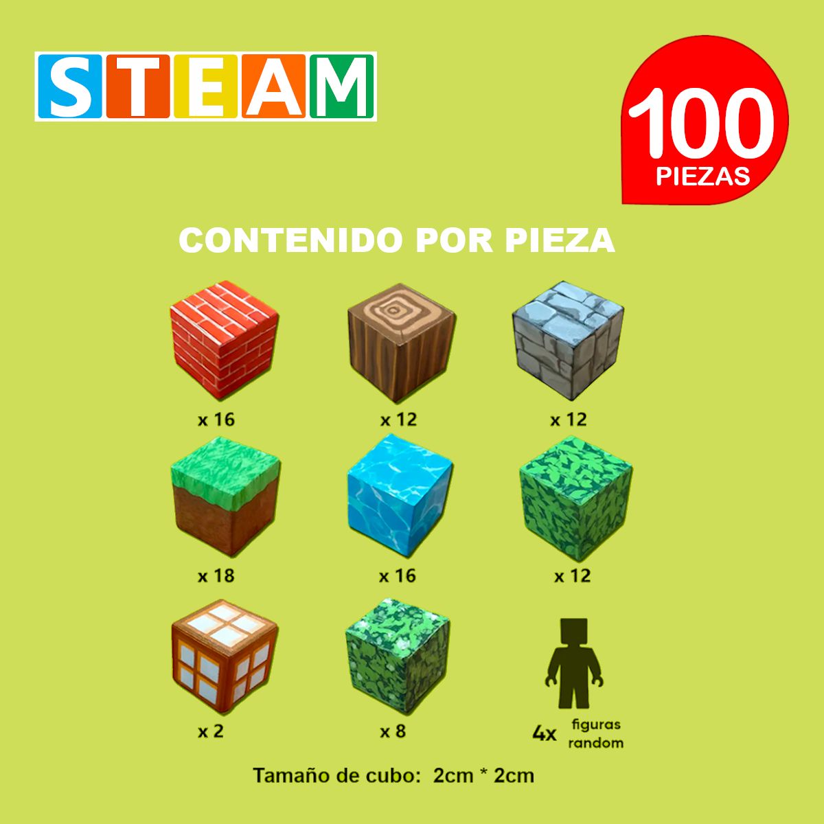 STM - Cubos magnéticos 3D didácticos STEAM caja 100 piezas BASE SCENARIO