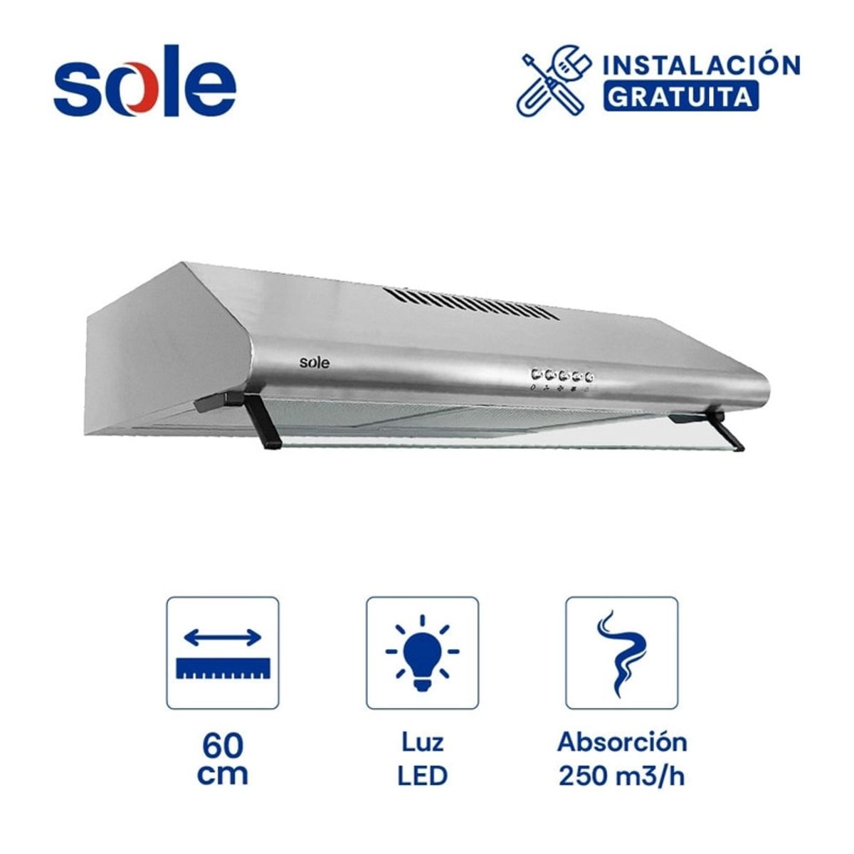 SOLE - Campana Extractora Roma Sole Acero Inoxidable 60cm TURE15C0V2