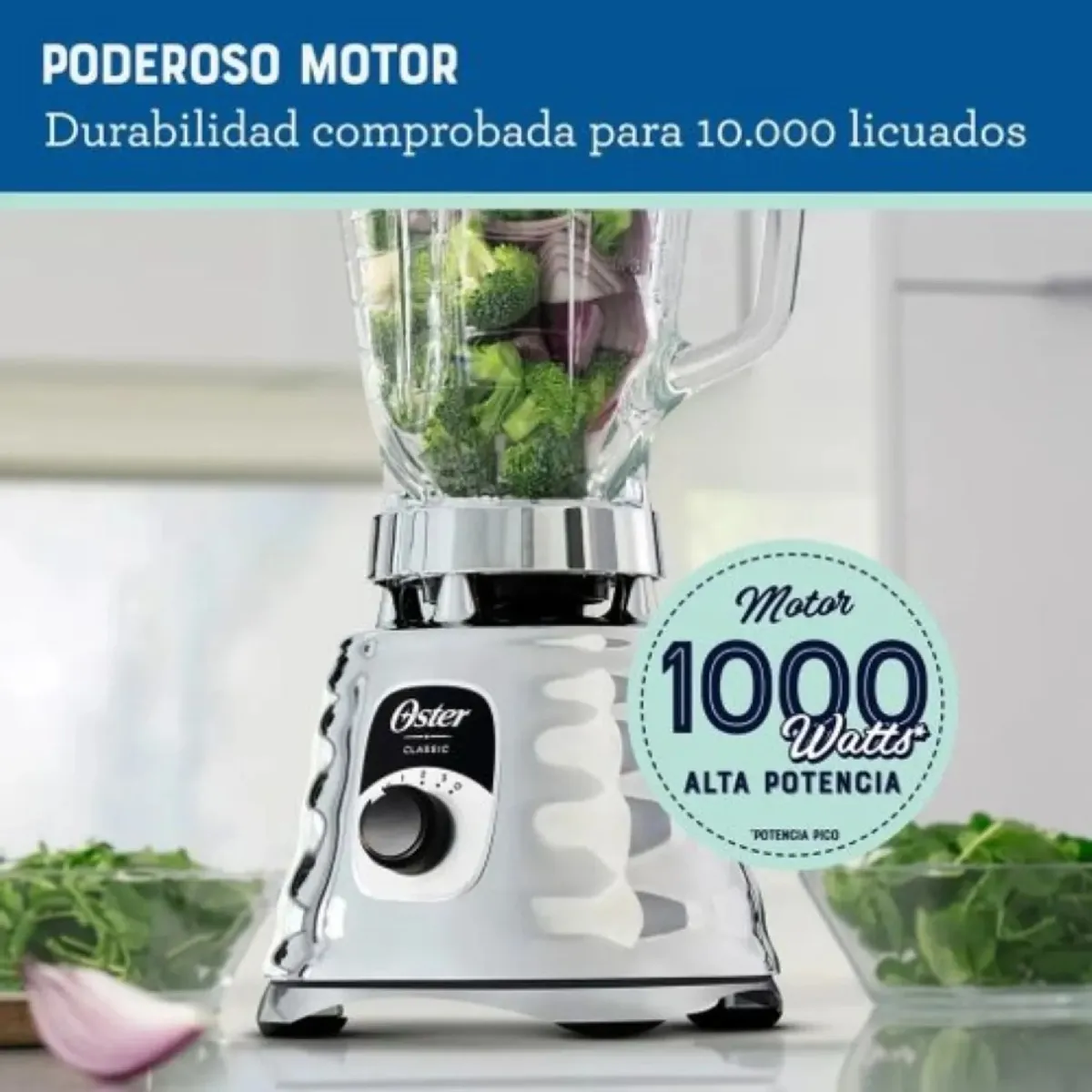 OSTER - Licuadora Oster Clásica 1000 Watts 3 Velocidades BLST4655 - Cromado