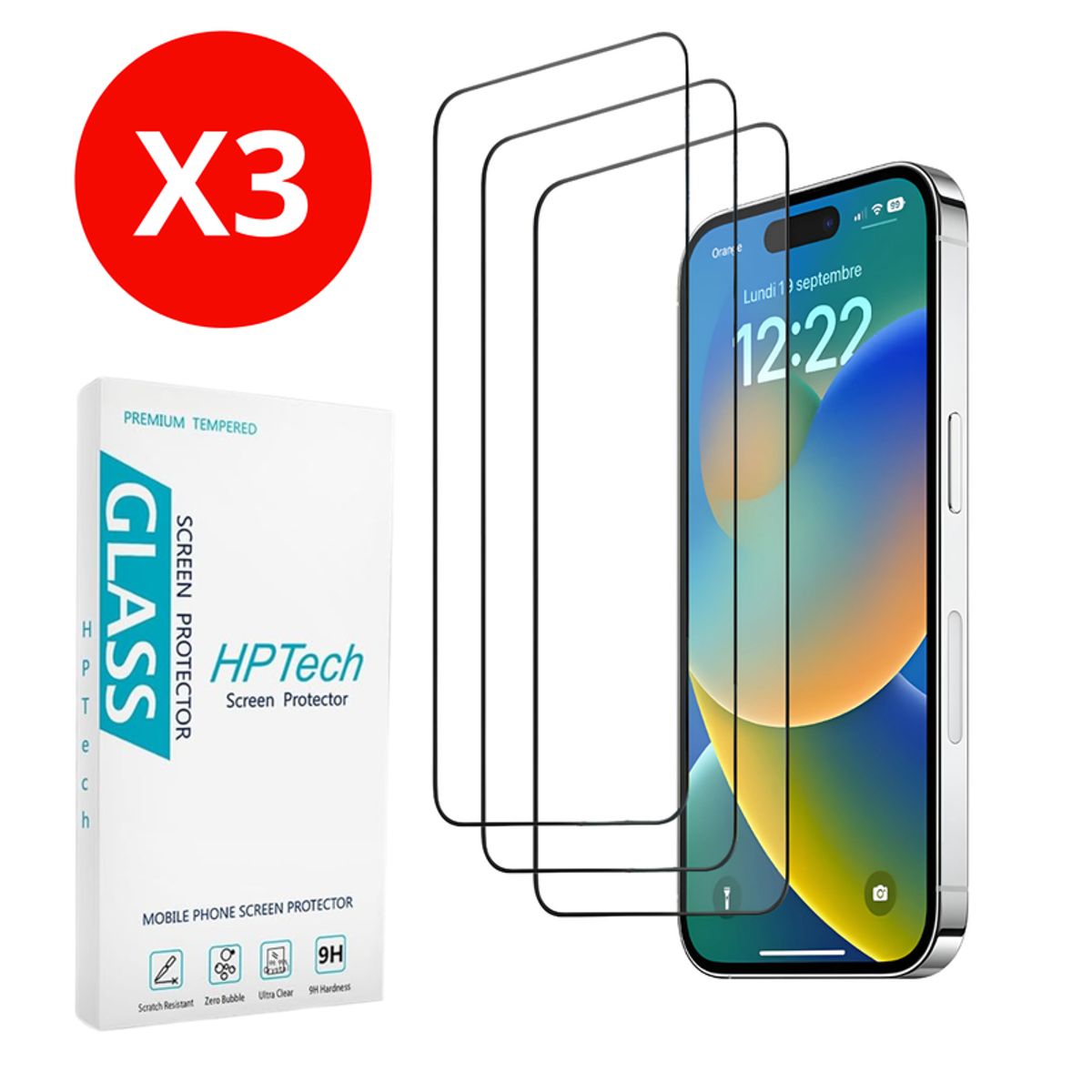 SHIELD - Pack x3 Mica Protector de Pantalla de Vidrio Templado para Motorola Moto G22